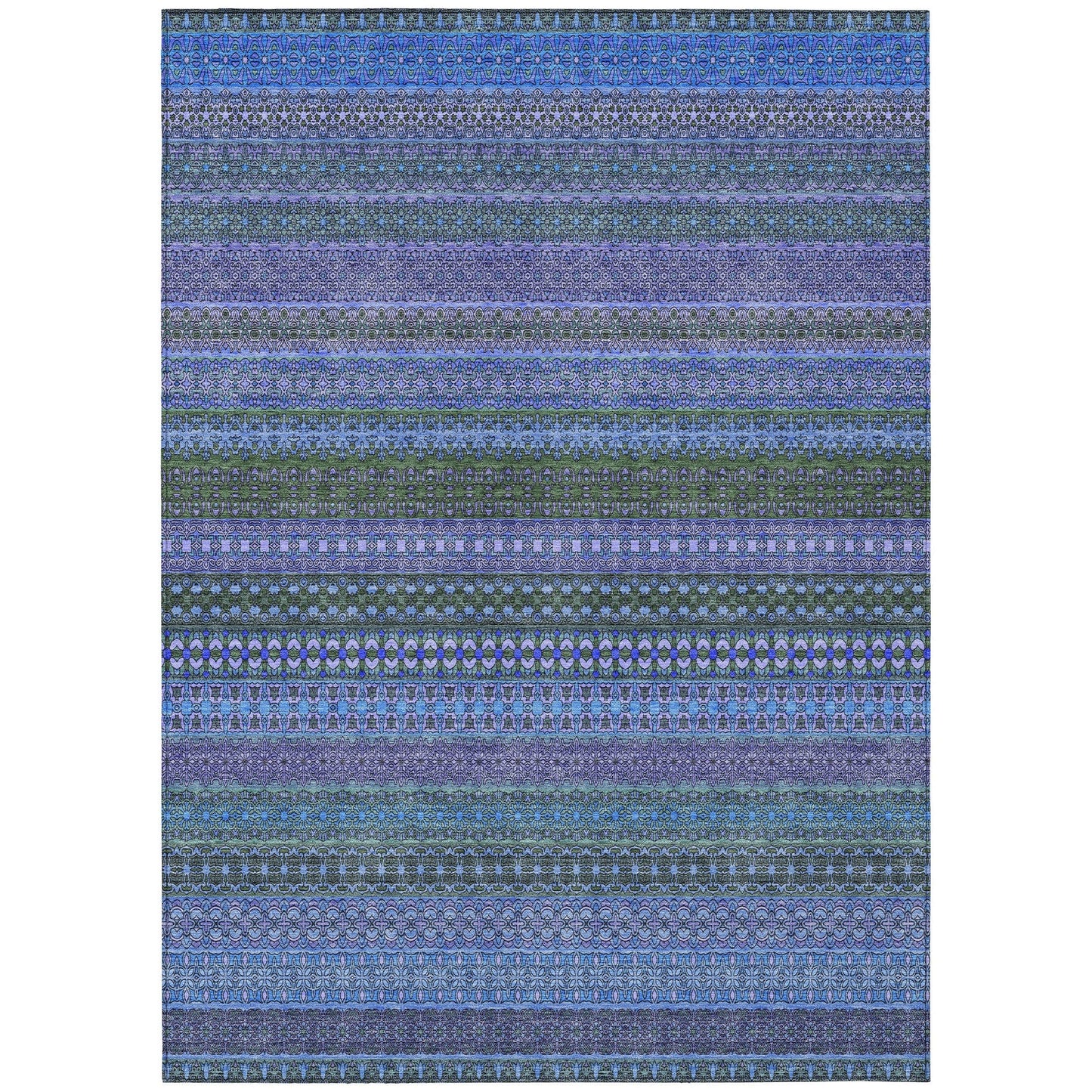 Machine Washable Indoor/ Outdoor Moroccan Stripes Chantille Rug