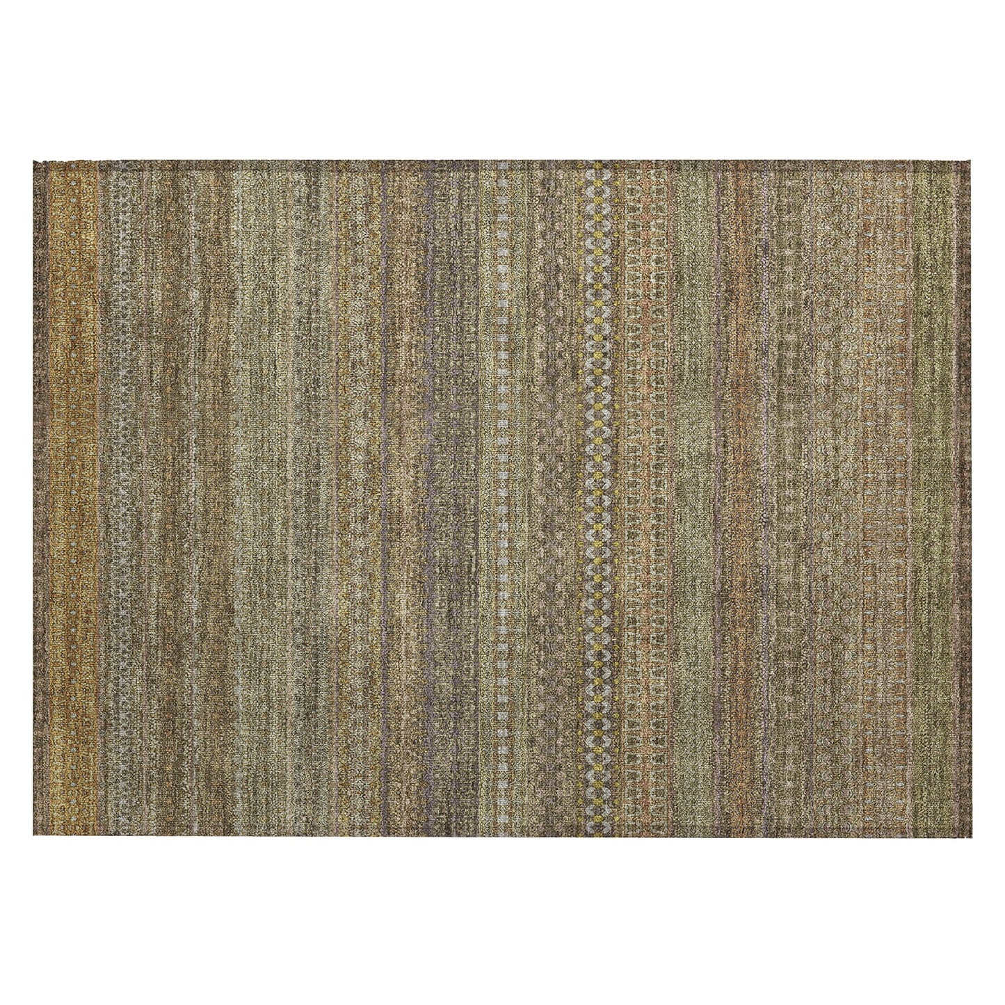 Machine Washable Indoor/ Outdoor Moroccan Stripes Chantille Rug