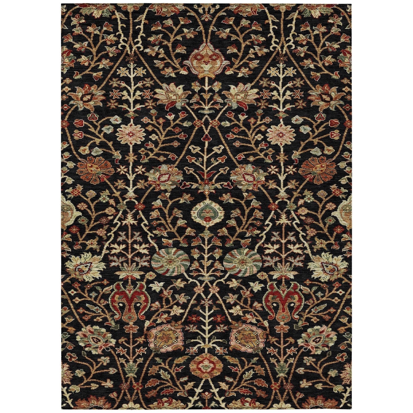 Machine Washable Indoor/ Outdoor Traditional Kashan Chantille Rug