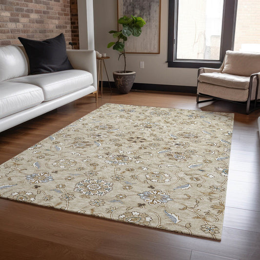Machine Washable Indoor/ Outdoor Traditional KashanChantille Rug