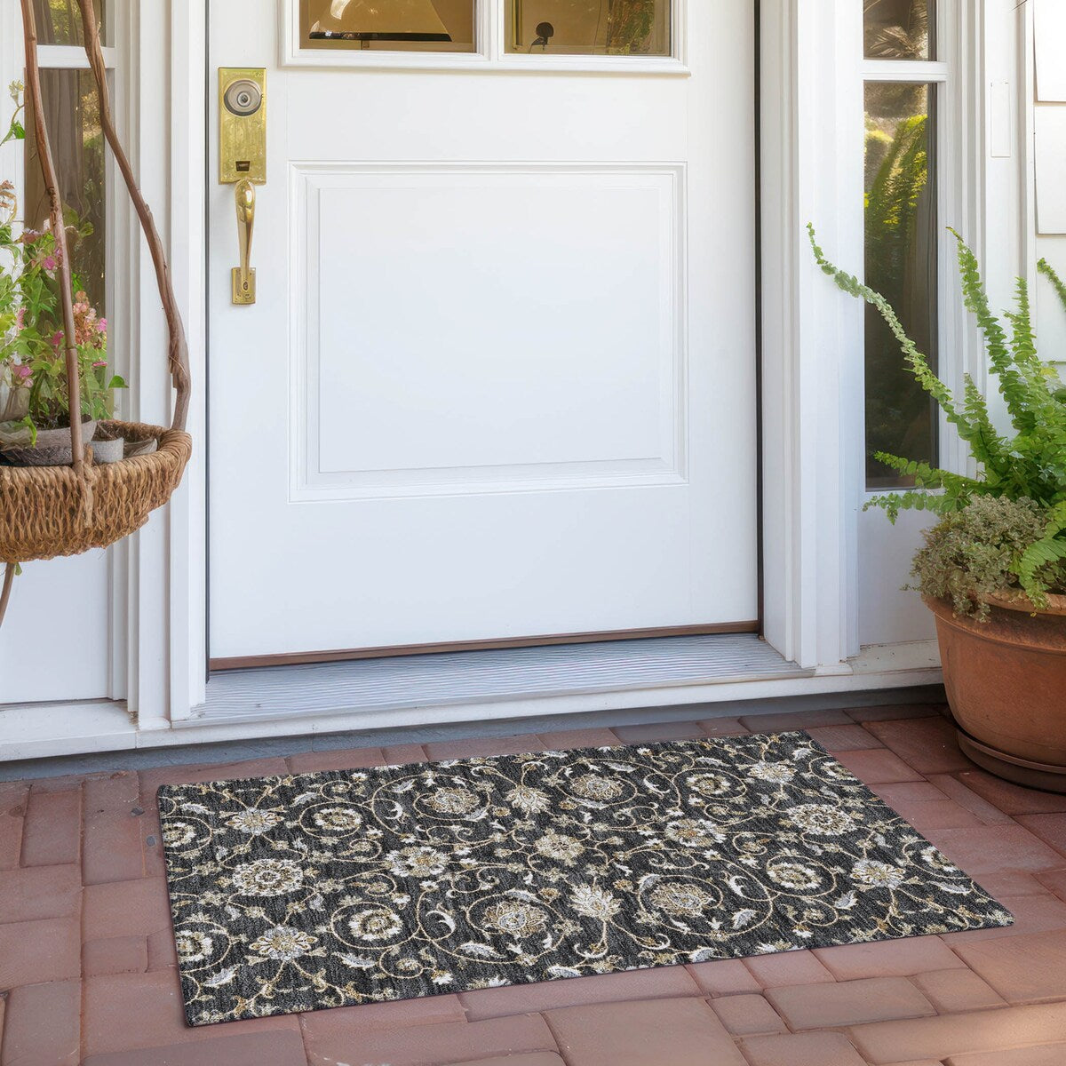 Machine Washable Indoor/ Outdoor Traditional KashanChantille Rug