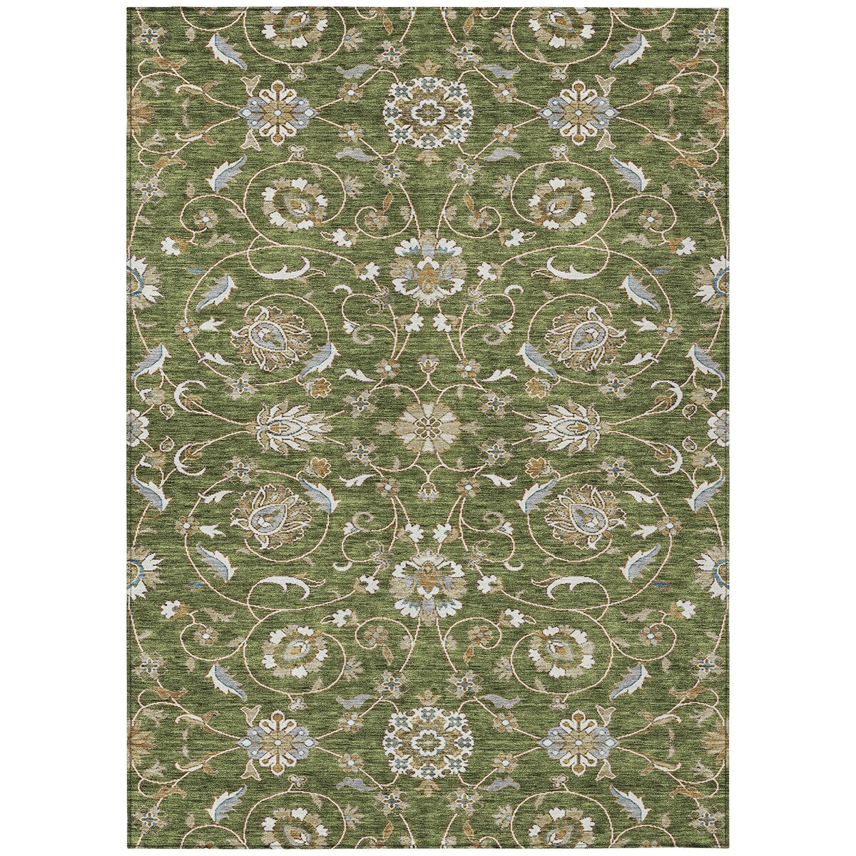 Machine Washable Indoor/ Outdoor Traditional KashanChantille Rug