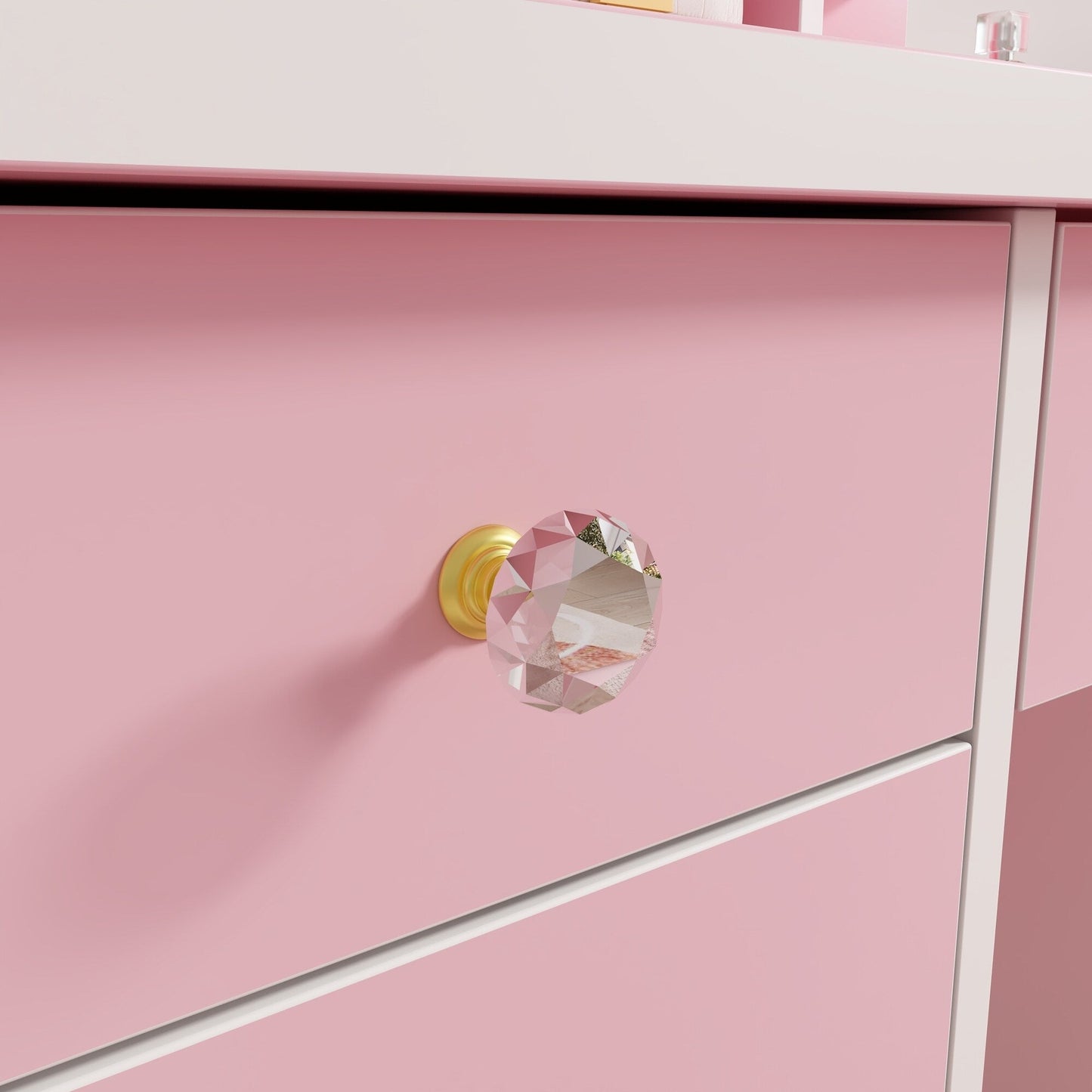 Coiffeuse avec table et tabouret, miroir et éclairage LED