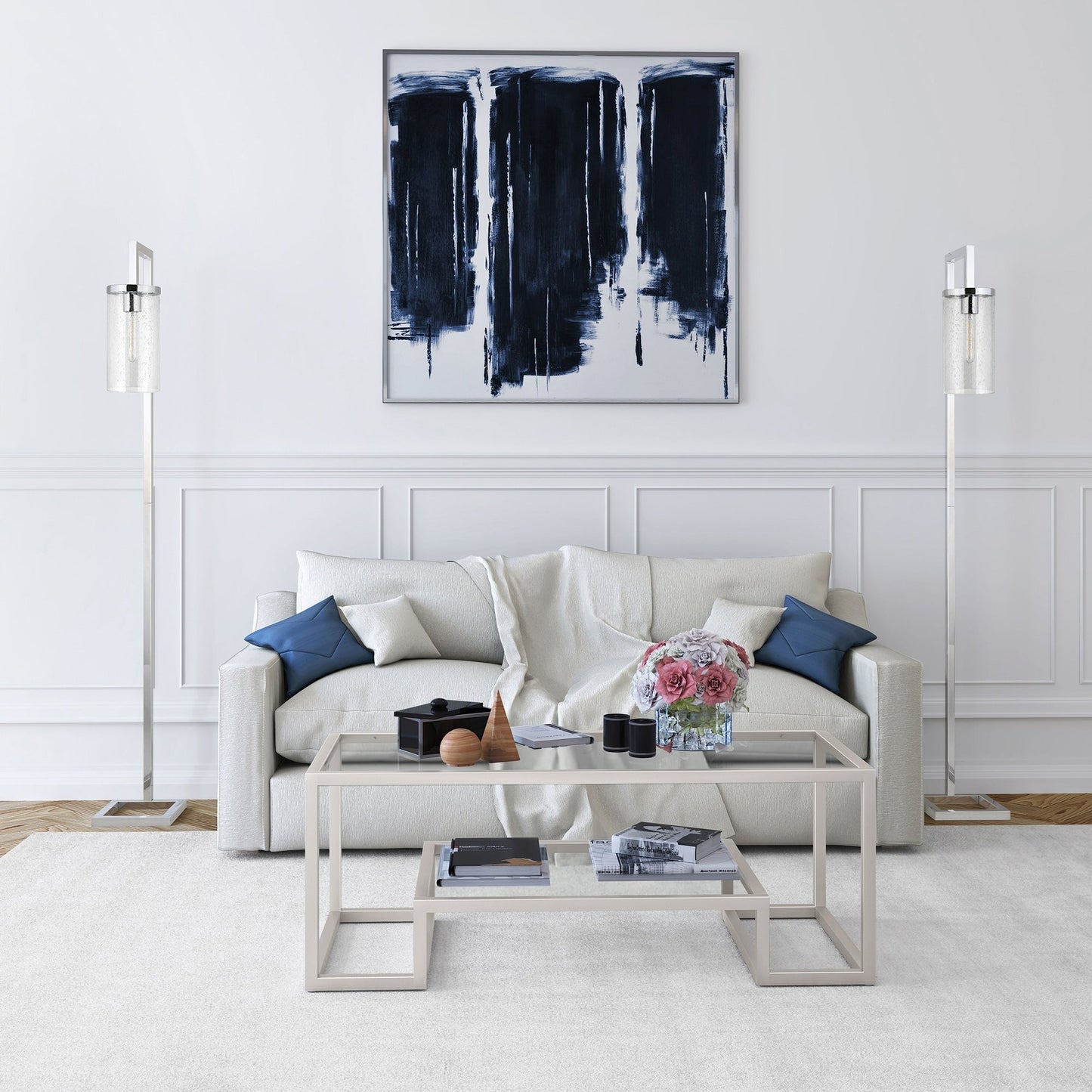 Malva 67.75 Tall Floor Lamp with Glass Shade - 11 Wide