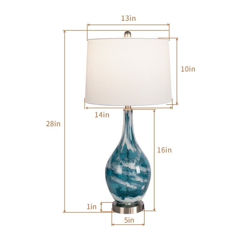 Lampes de table USB en verre (lot de 2) Lampe de chevet moderne
