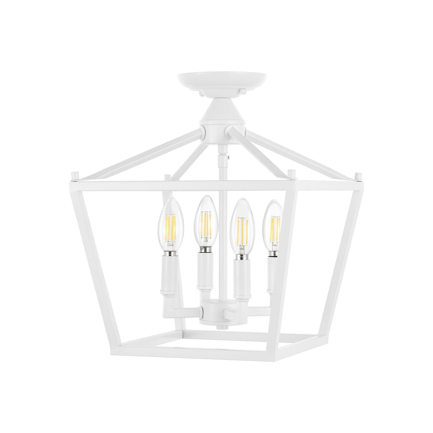 Milton Mini Lantern 4-Light Iron Modern Farmhouse LED Flush Mount, by JONATHAN Y