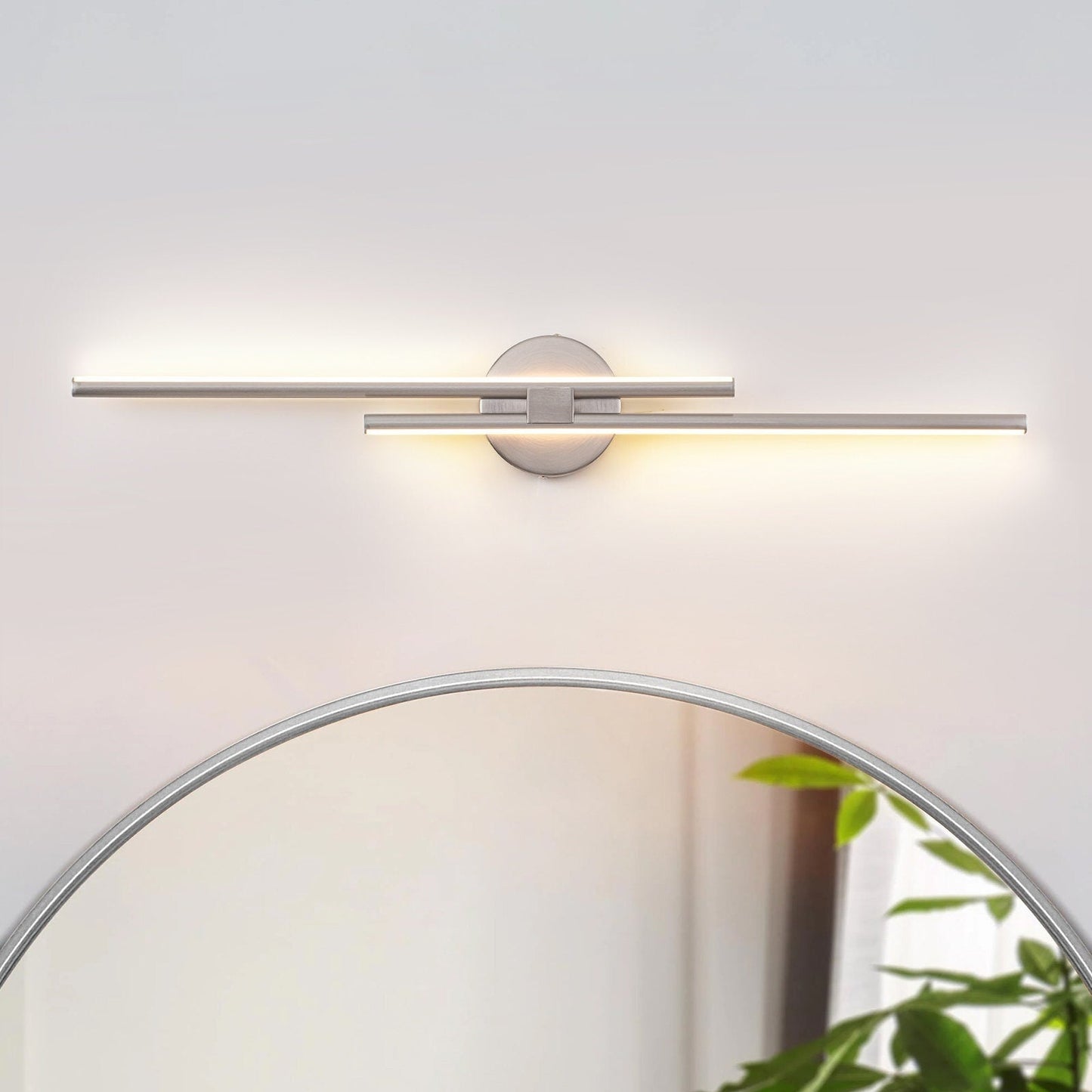 Minimalist 2-Light Dimmable LED Vanity Light Linear Metal Wall Sconce