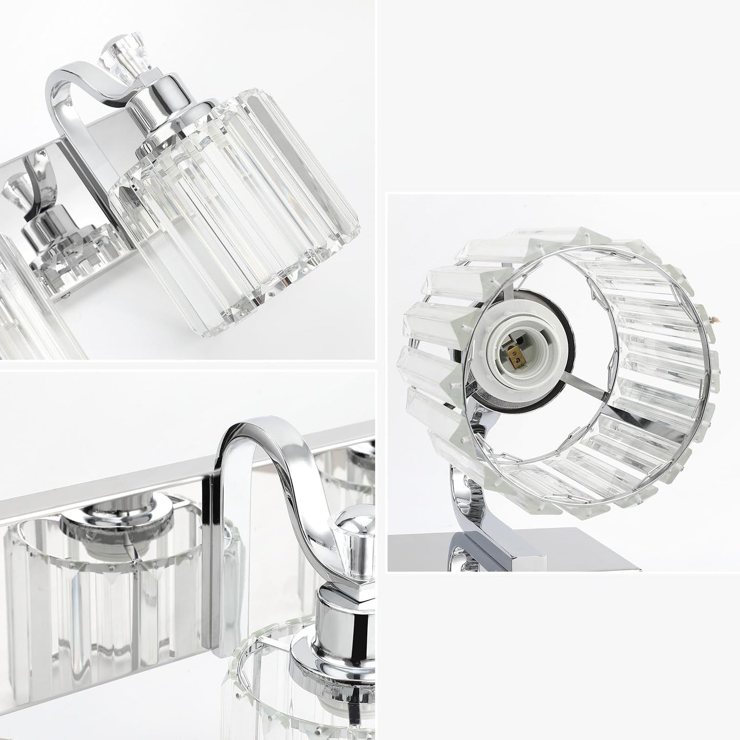 Modern Crystal Bathroom Vanity Lights Dimmable Wall Sconces
