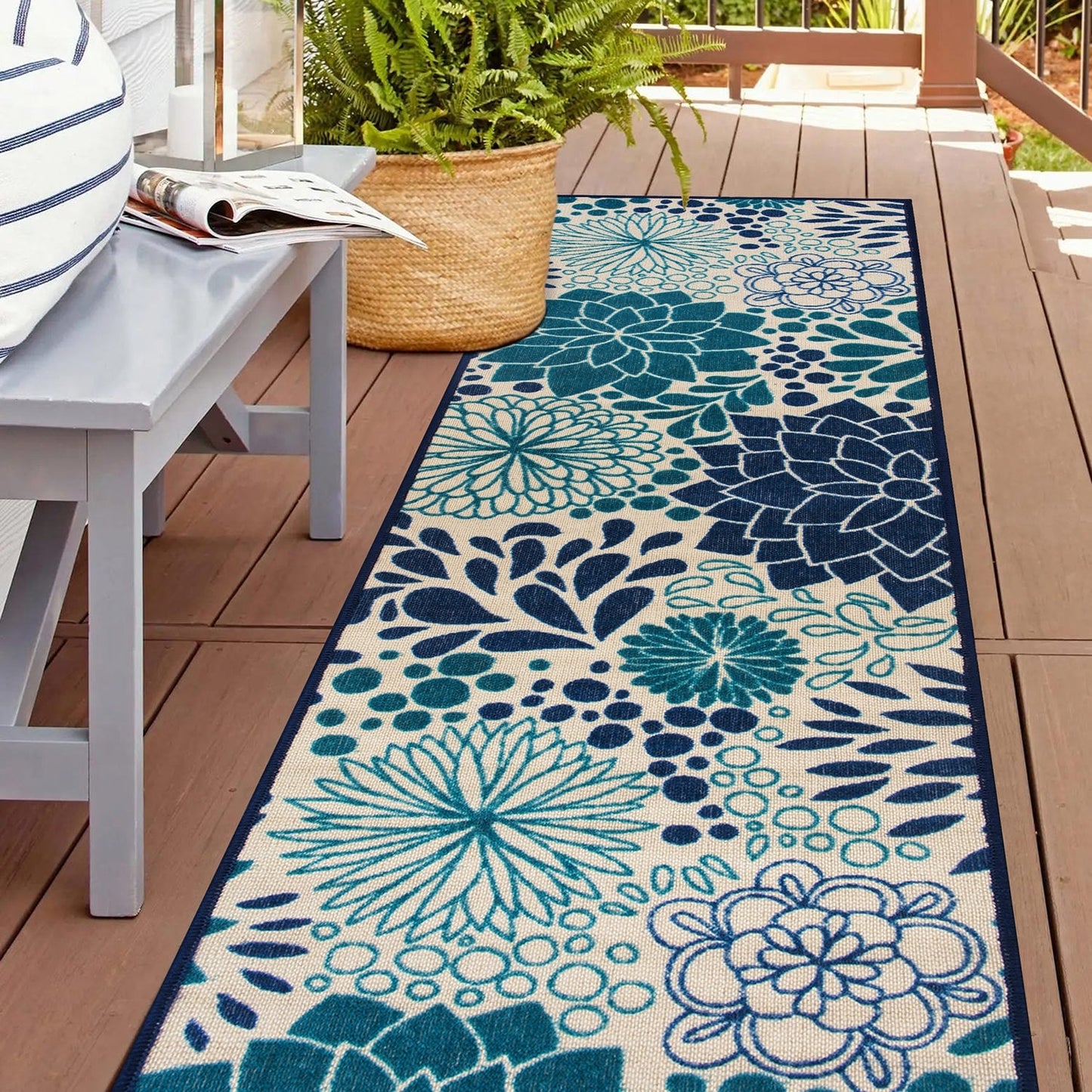Modern Floral Circles Flatweave Indoor/Outdoor Area Rug