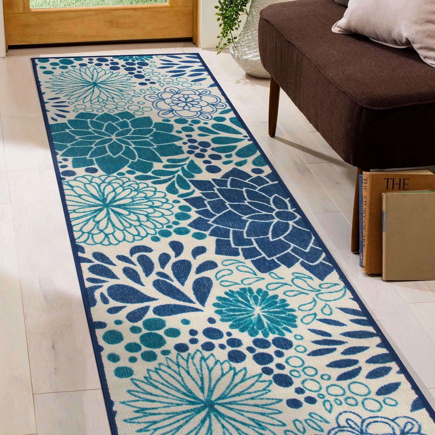 Modern Floral Circles Flatweave Indoor/Outdoor Area Rug