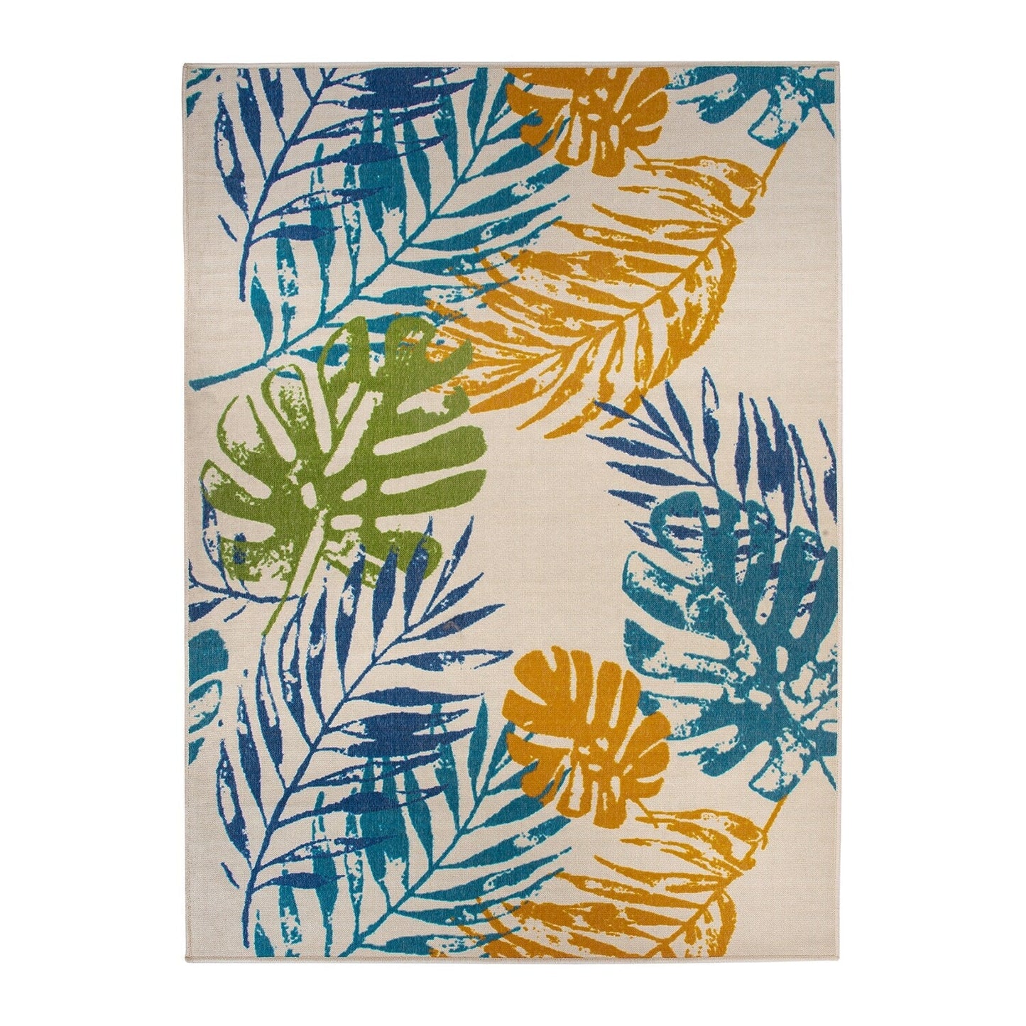 Modern Floral Leaves Flatweave Indoor/Outdoor Area Rug