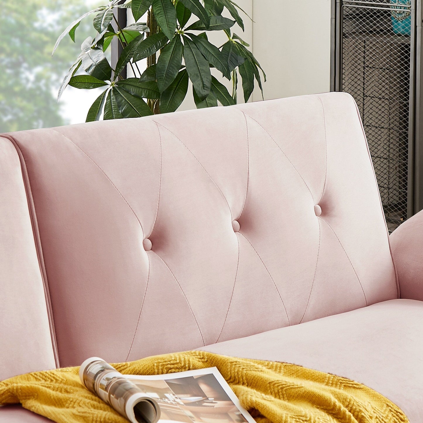 Canapé-lit futon moderne, canapé-lit convertible avec pieds fuselés en bois, 78,35 po, petit canapé à dossier divisé pour salon