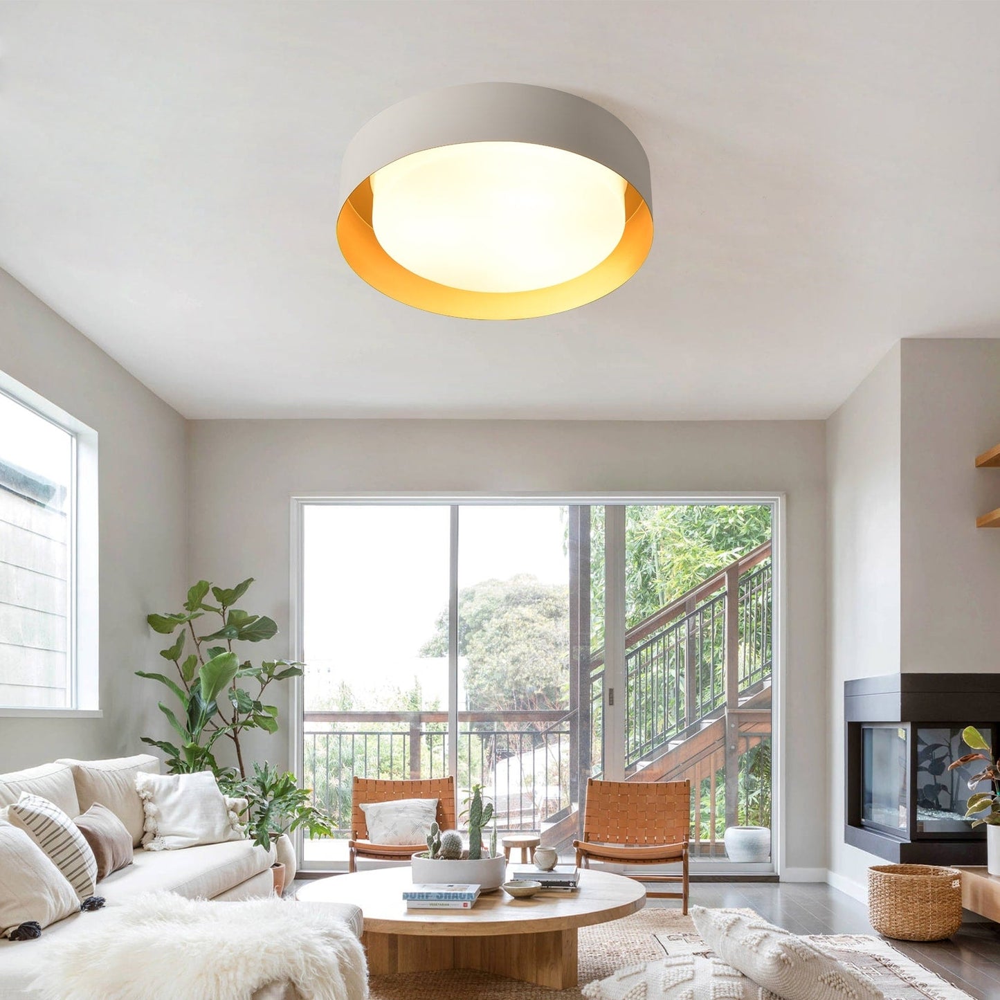 Modern Minimalist 2/3/5-Lights Metal Shaded Drum Flush Mount Ceiling Light