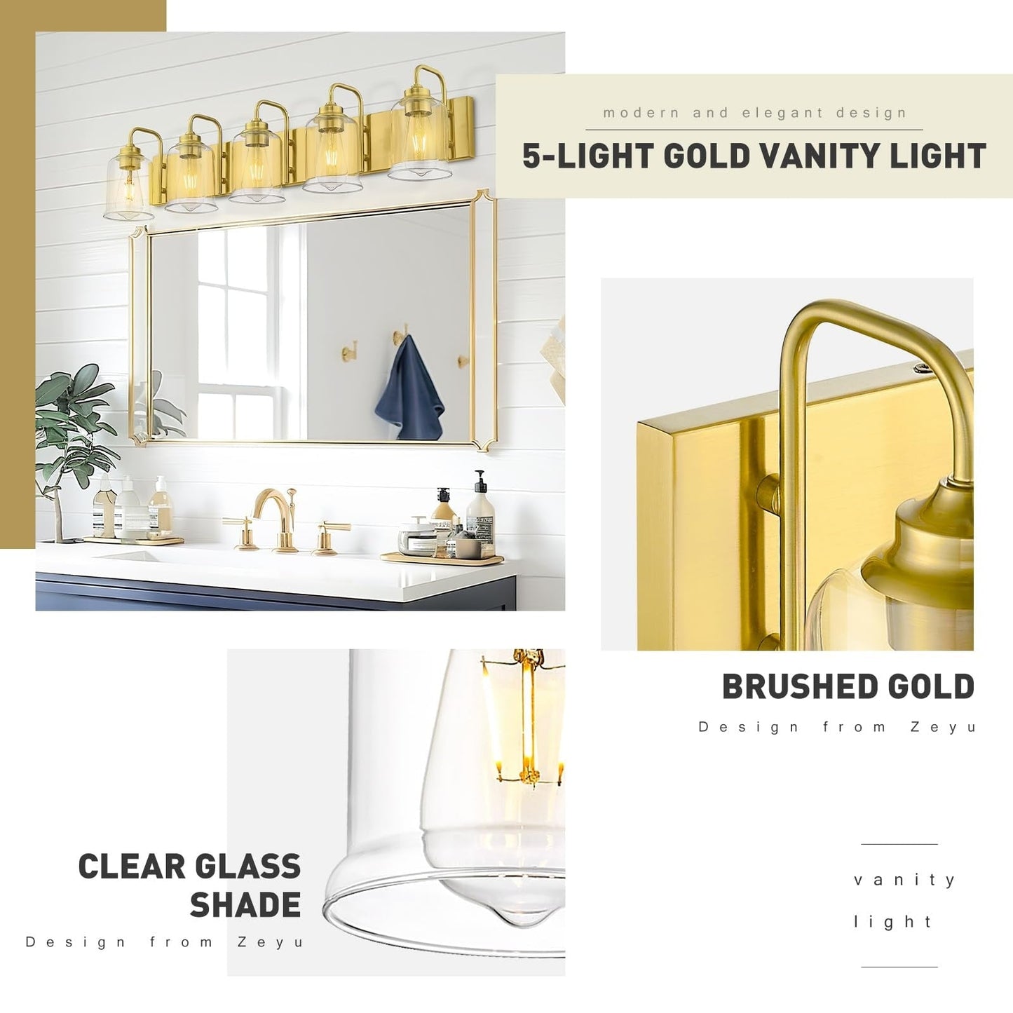 3/4/5/6-Light Modern Vanity Lights Over Mirror for Bathroom