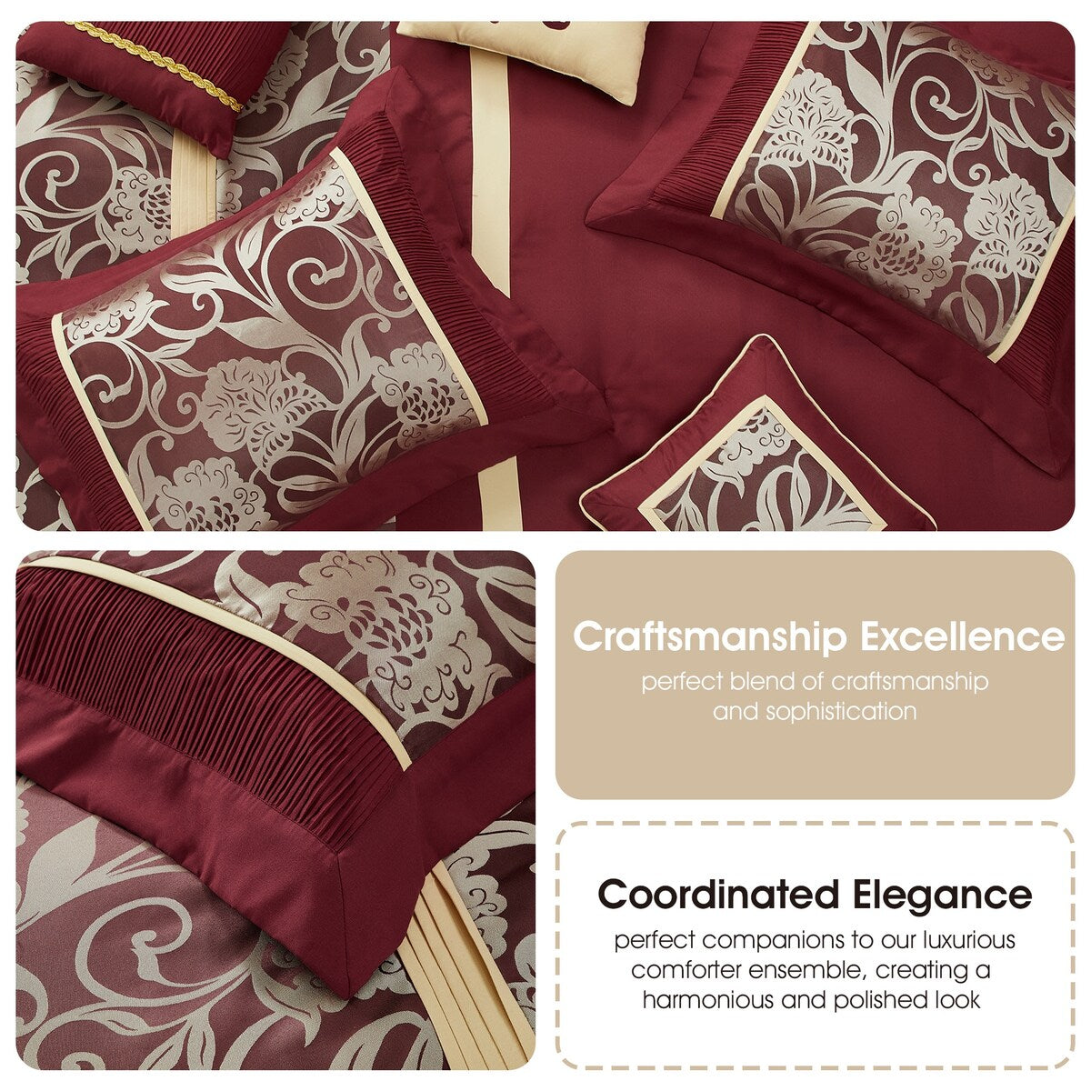 Ensemble de couette 9 pièces Nanshing Brie en jacquard floral