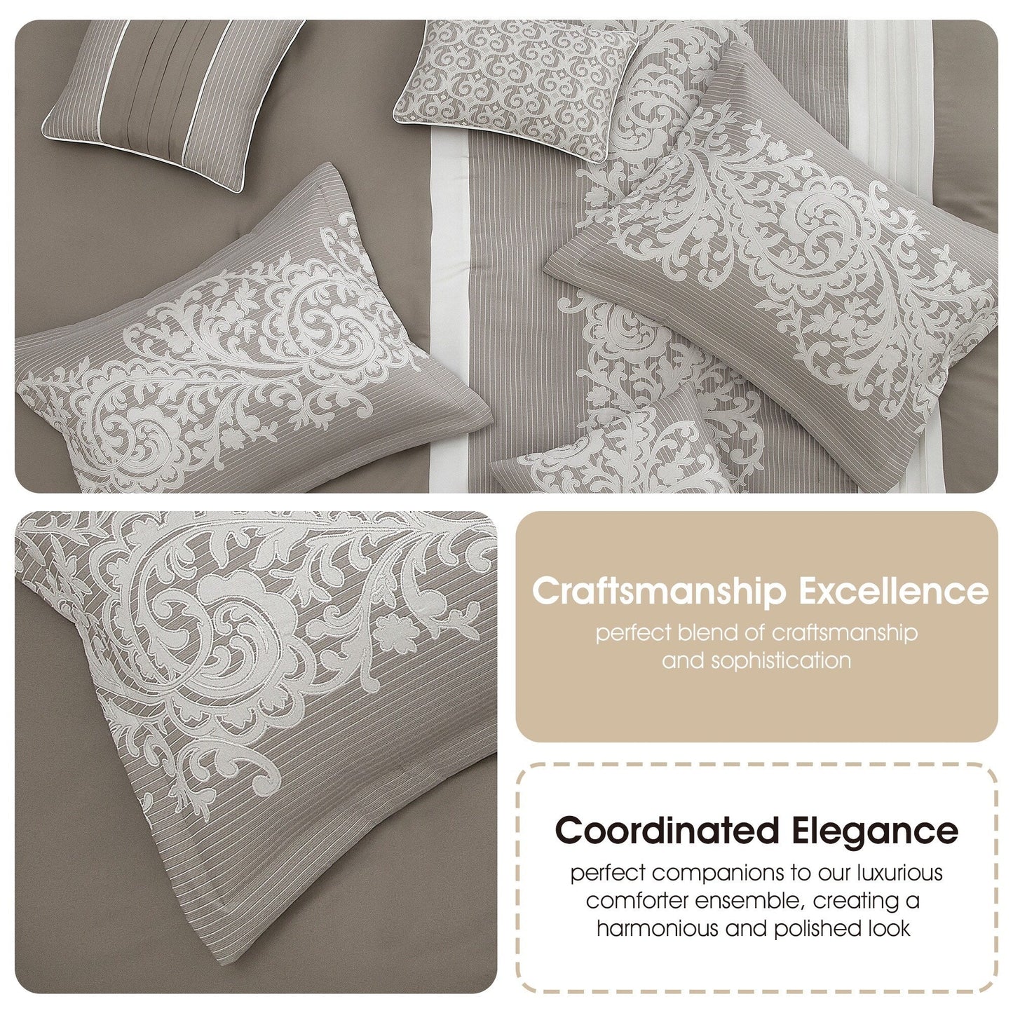 Nanshing Salem Damask Jacquard 7-Piece Comforter Set