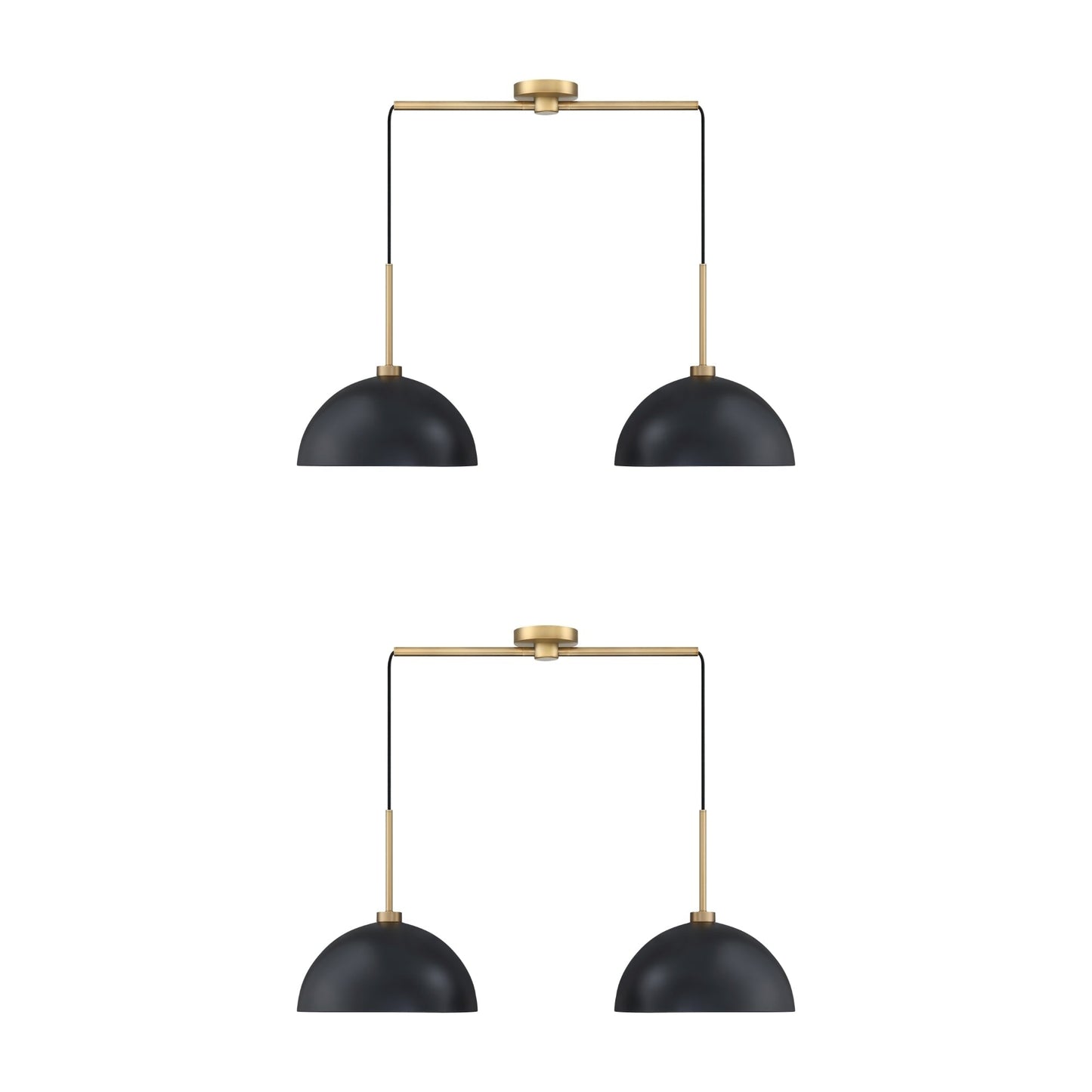 Nathan James Percy Modern 2-Light Pendant Island Light Fixture, Hanging Lights with Metal Shade and Adjustable Cord