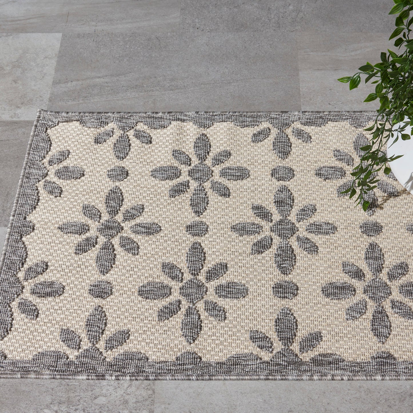 Nourison Palamos Modern Floral Hi Low Geometric Indoor Outdoor Area Rug