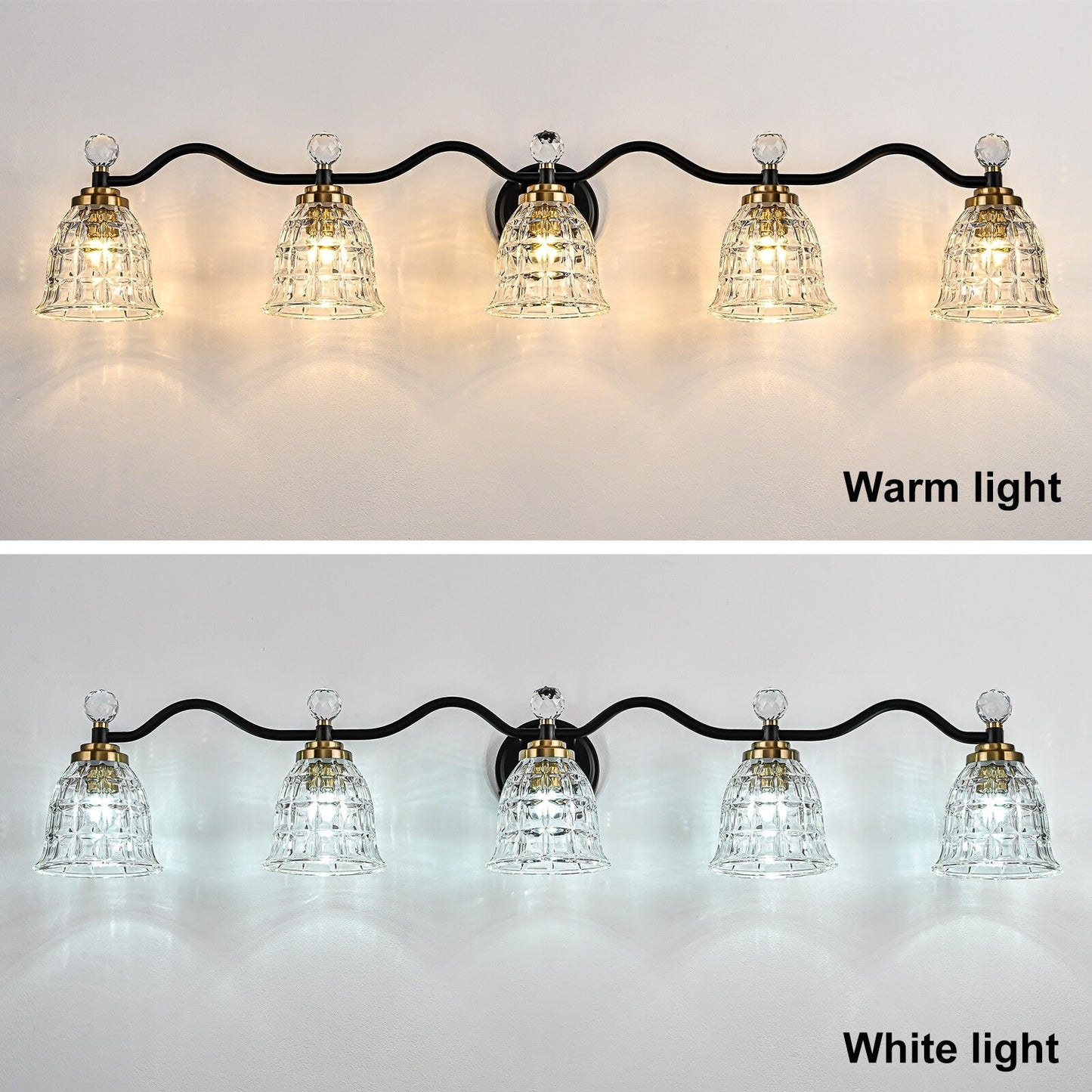 Ora Modern Dimmable Black Gold Bathroom Vanity Lights