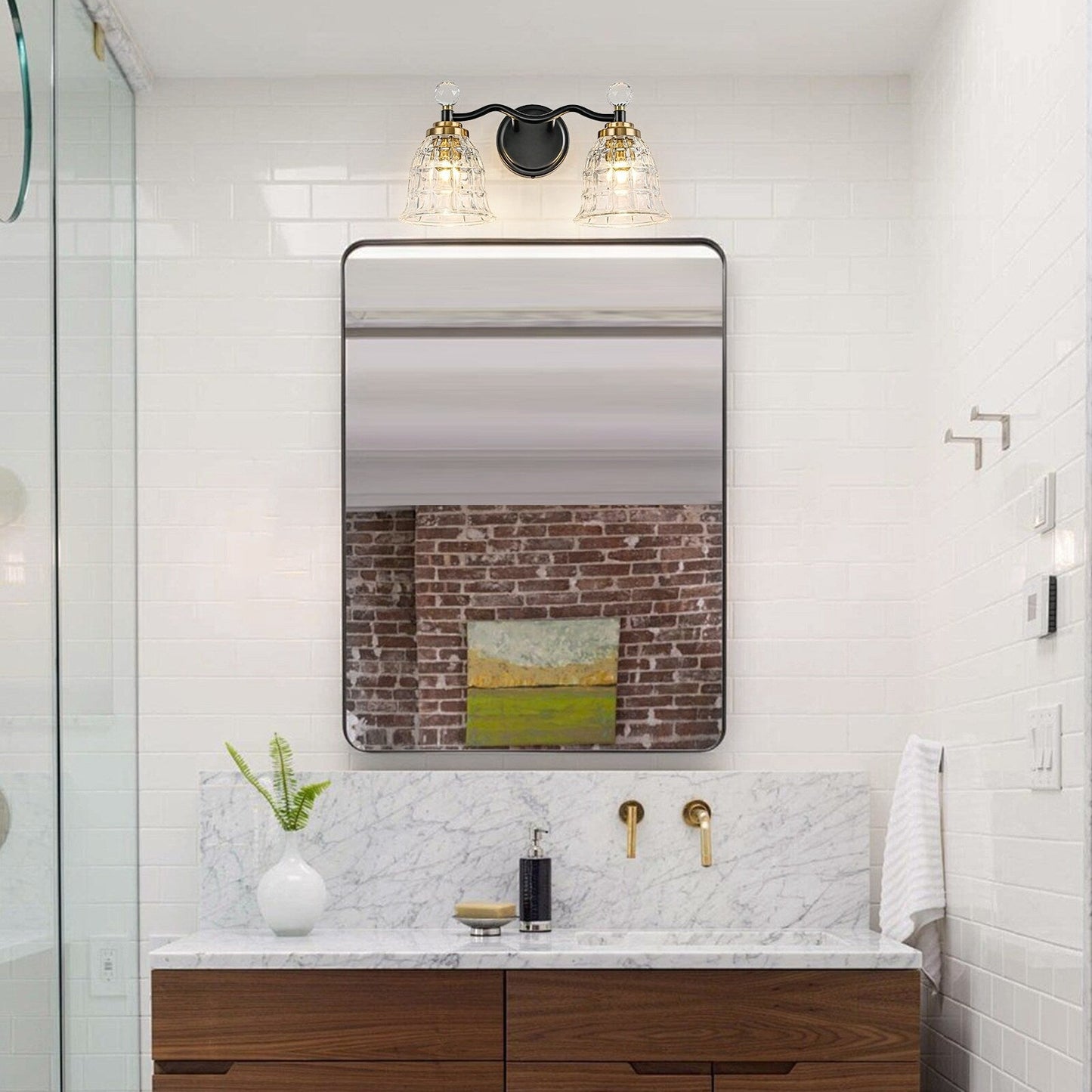 Ora Modern Dimmable Black Gold Bathroom Vanity Lights