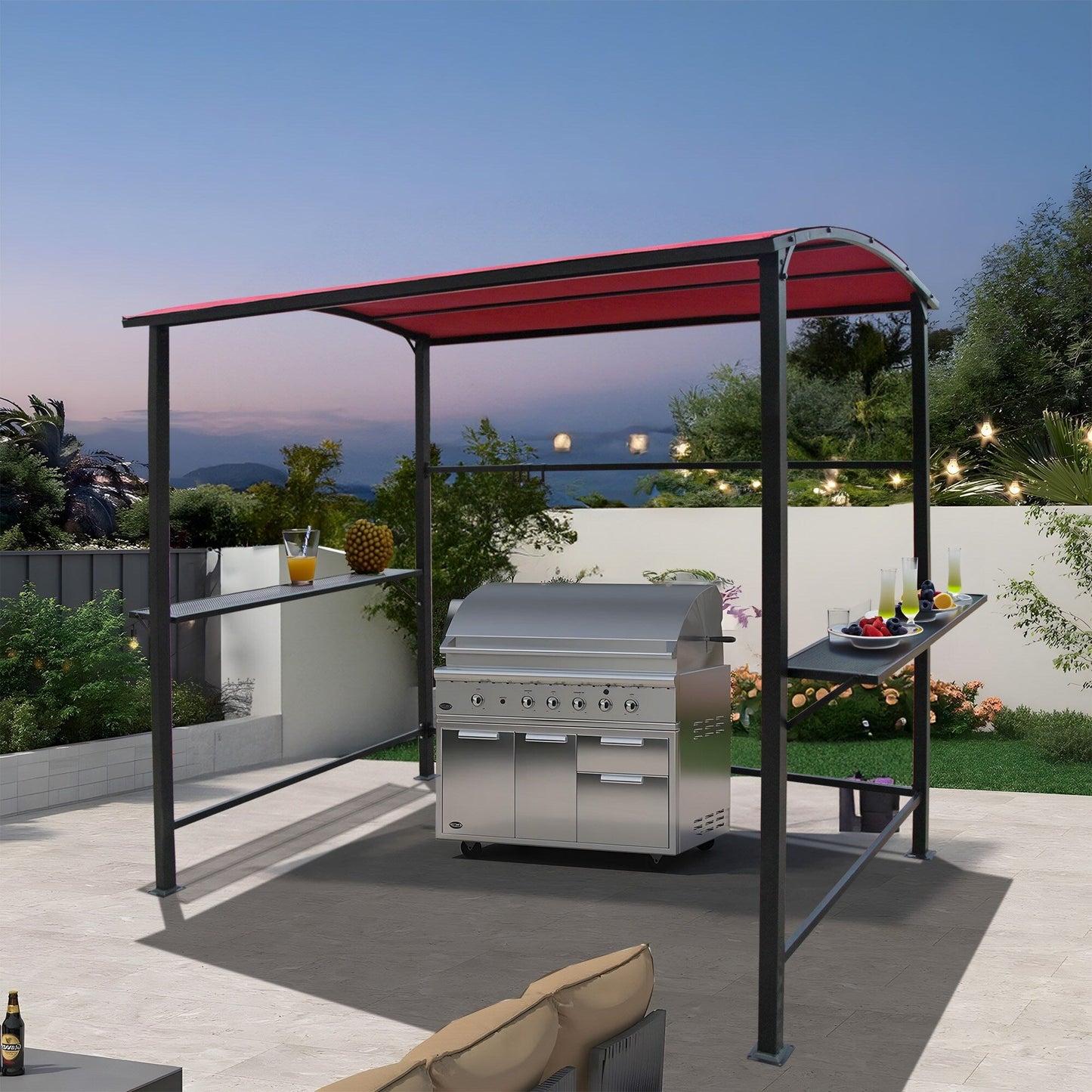 Abri barbecue extérieur à cadre en acier de 5 pi x 8 pi