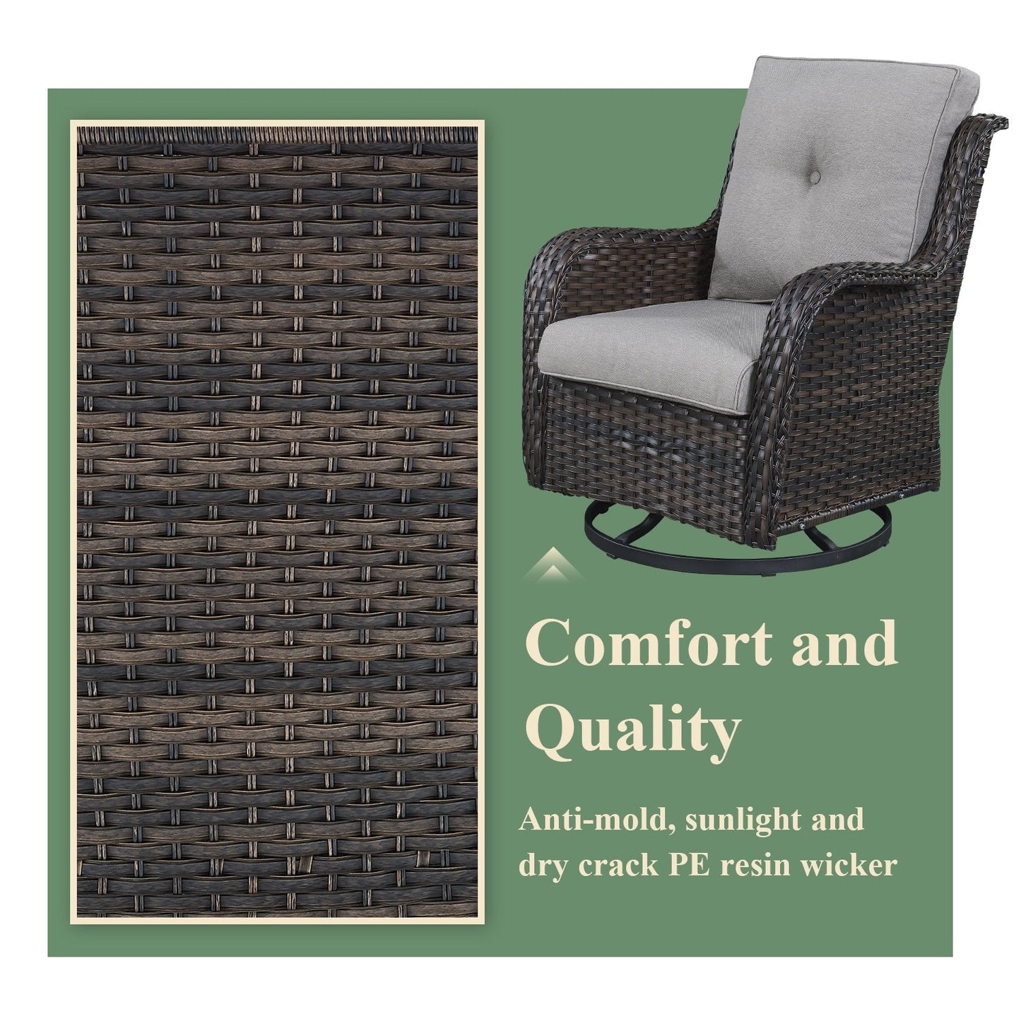 Chaises à bascule d'extérieur en osier Gymojoy avec base pivotante (lot de 2)