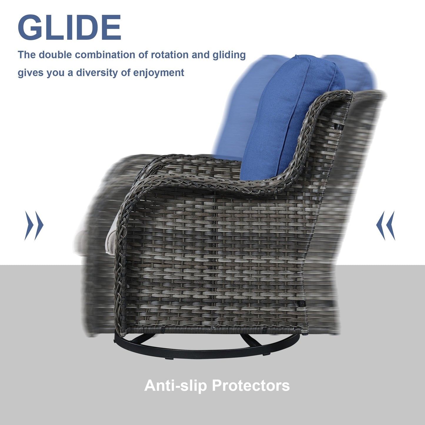 Chaises à bascule d'extérieur en osier Gymojoy avec base pivotante (lot de 2)