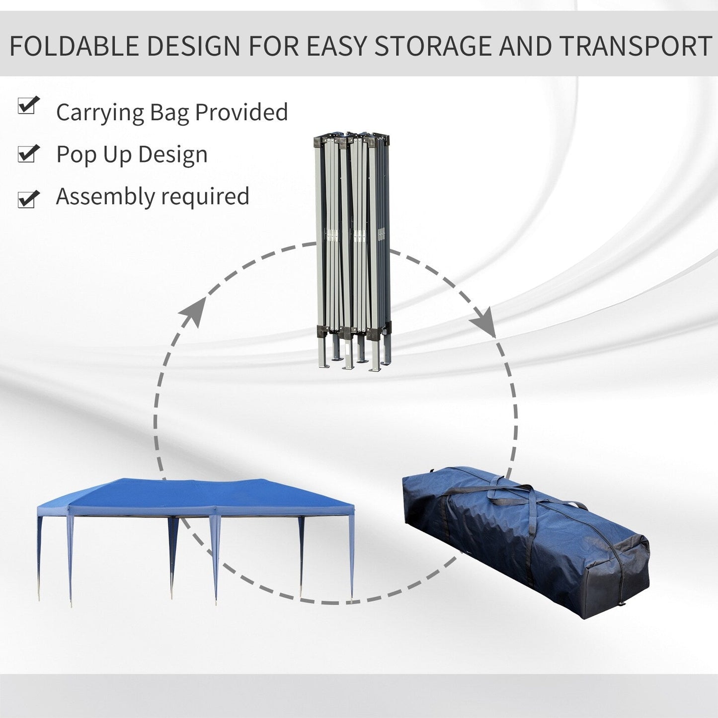 Auvent pop-up robuste Outsunny avec cadre robuste, toit anti-UV et sac de transport pour terrasse, jardin, plage et arrière-cour