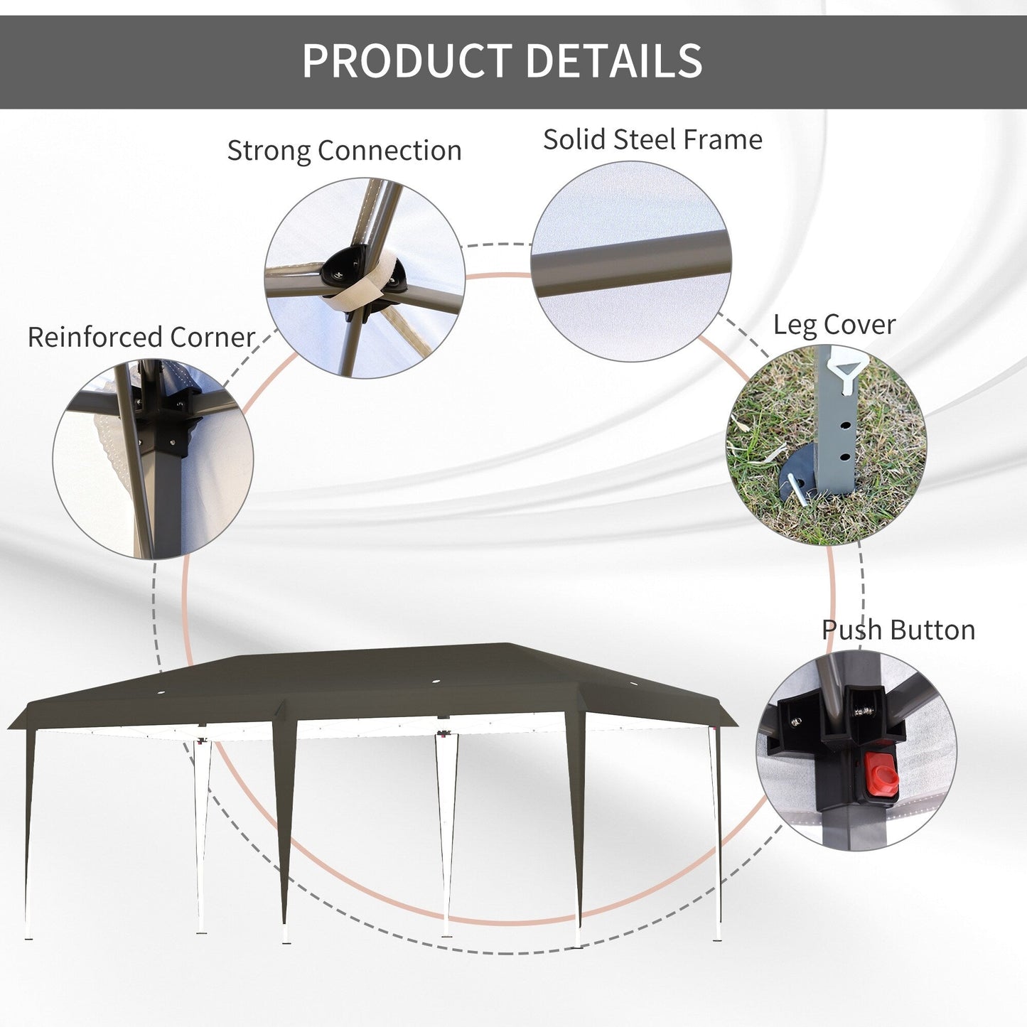 Auvent pop-up robuste Outsunny avec cadre robuste, toit anti-UV et sac de transport pour terrasse, jardin, plage et arrière-cour