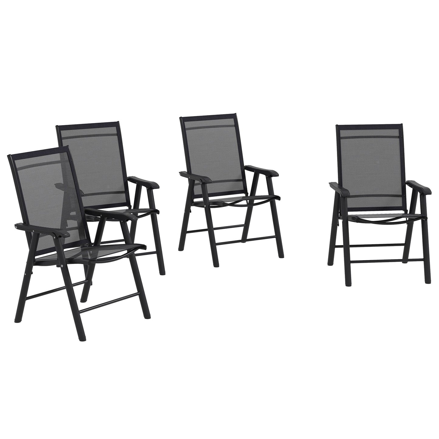 Ensemble de 4 chaises de patio pliantes Outsunny au design simple et chic, confortables pour la terrasse, le jardin, la cour et les voyages