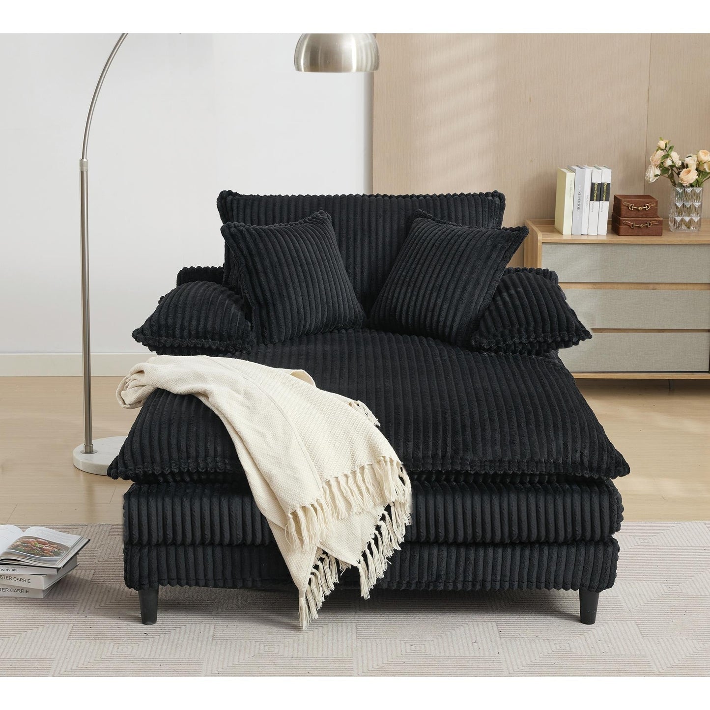 Canapé-lit surdimensionné en velours côtelé moelleux et réglable