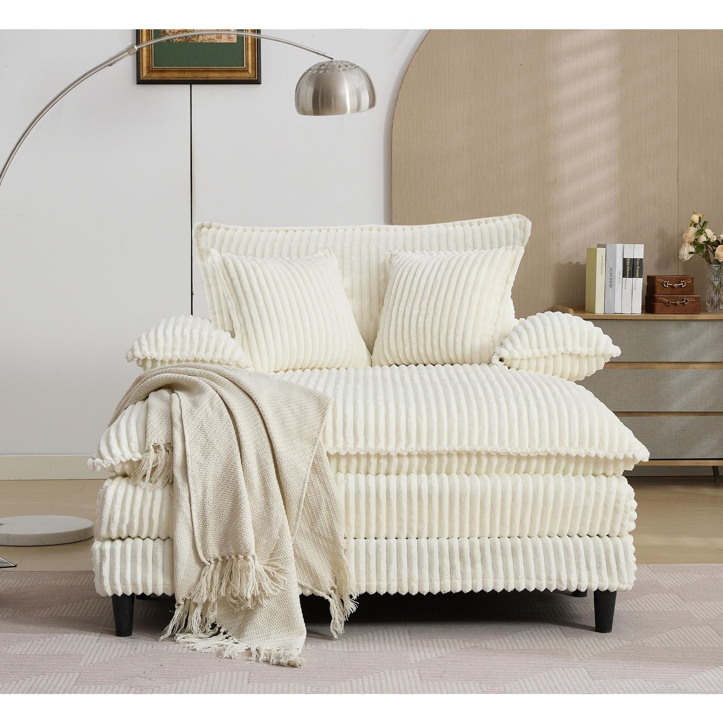 Canapé-lit surdimensionné en velours côtelé moelleux et réglable