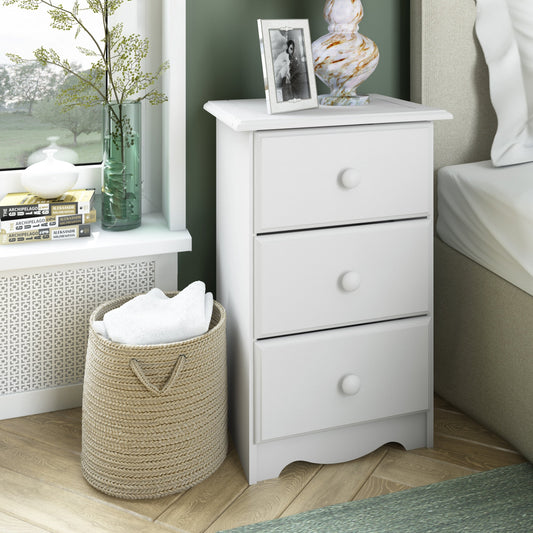 Table de chevet 3 tiroirs 100 % bois massif de Palace Imports avec boutons en métal ou en bois