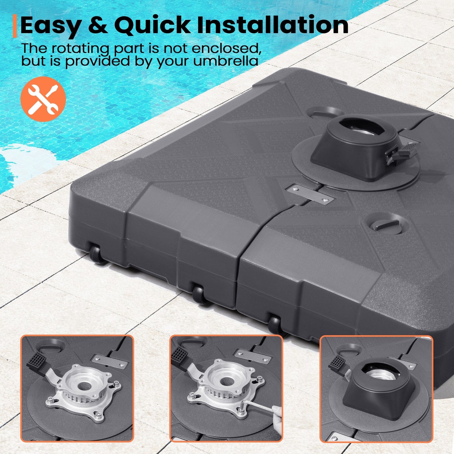 Base de parasol déporté Pellebant de 220 lb avec roulettes - N/A