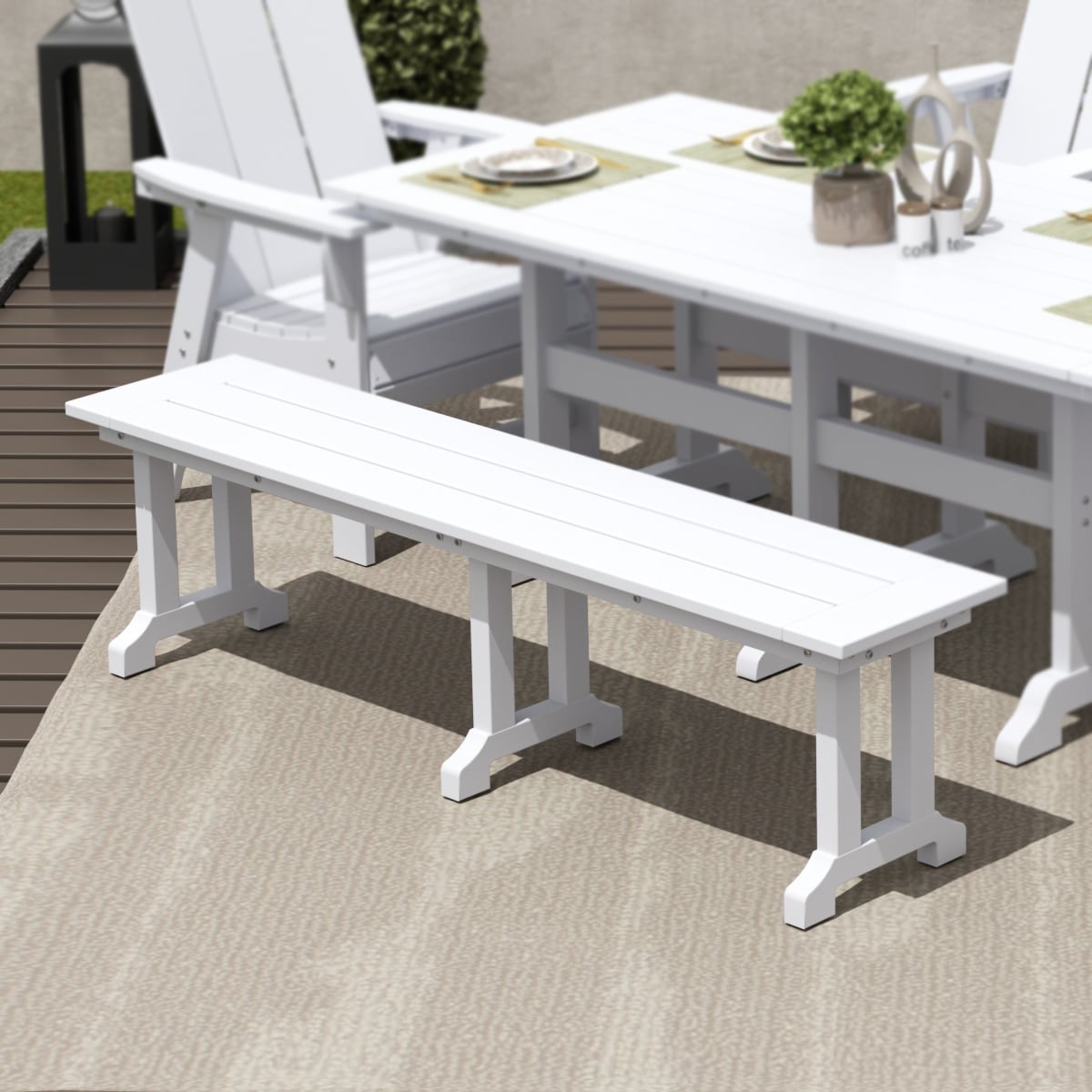 Banc de terrasse extérieur Polytrends Laguna en PEHD toutes saisons 65