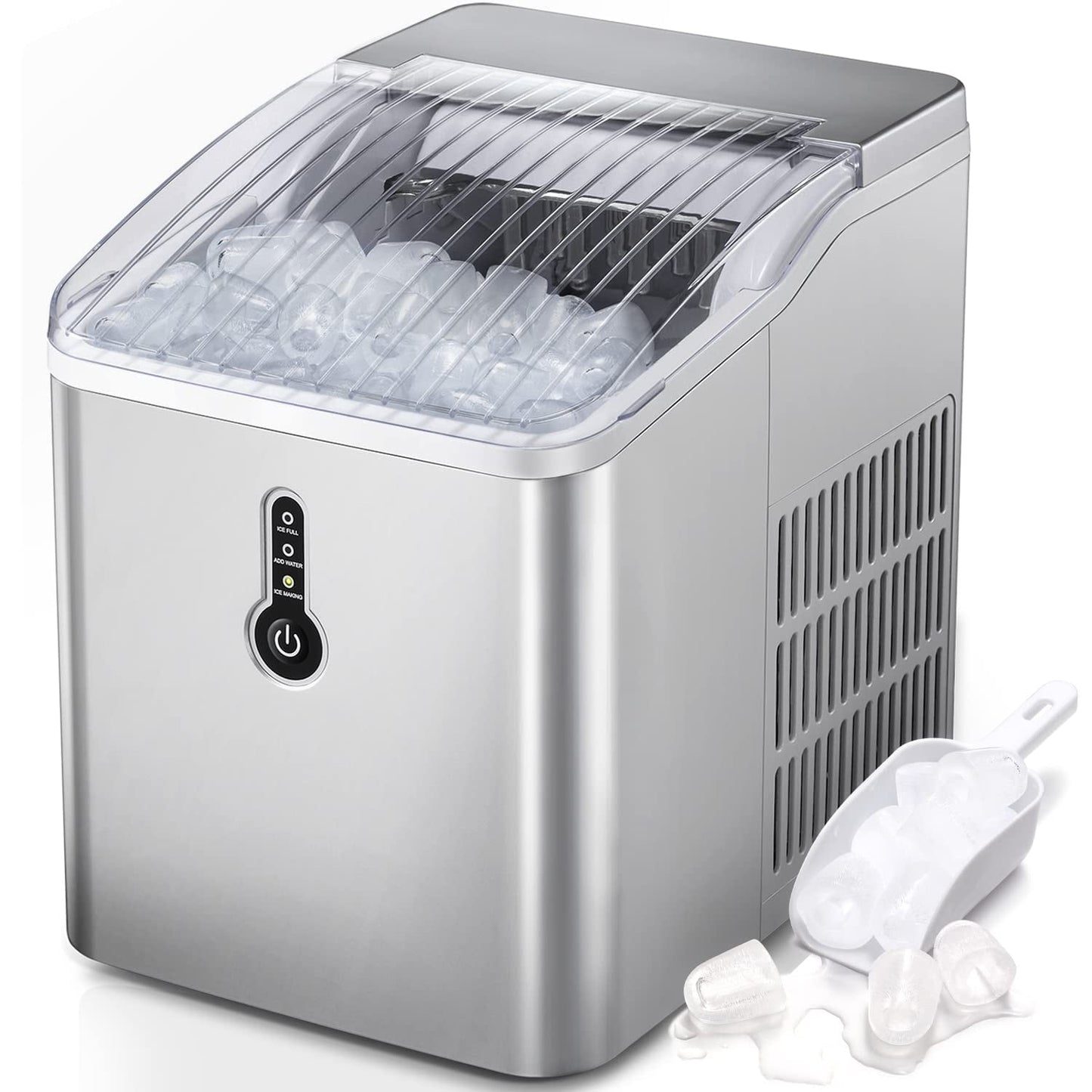 Portable Countertop Ice Maker Machine,26Lbs/24H, Self-Cleaning Home, Low Noise