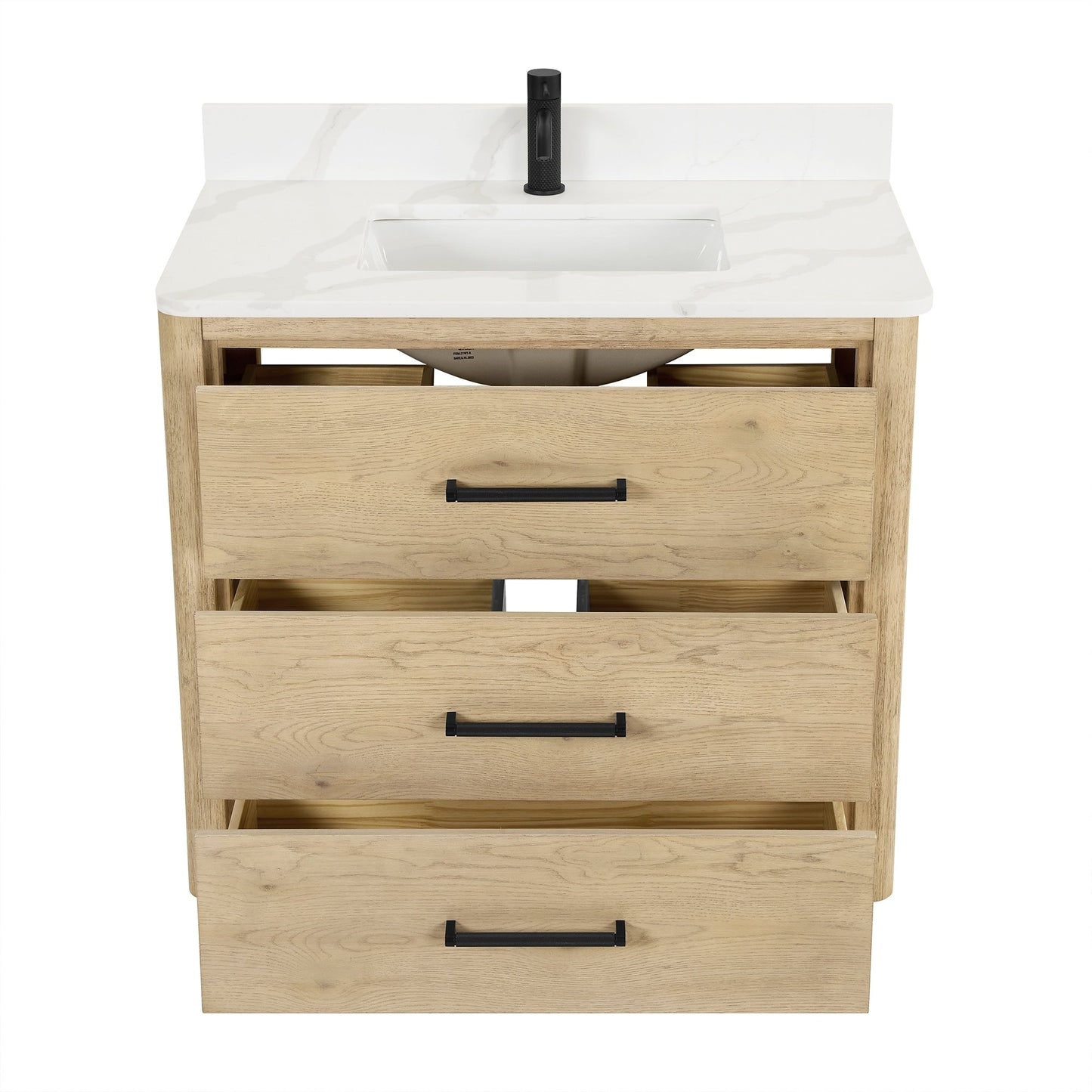 Meuble-lavabo Porto avec dessus en quartz blanc sans miroir