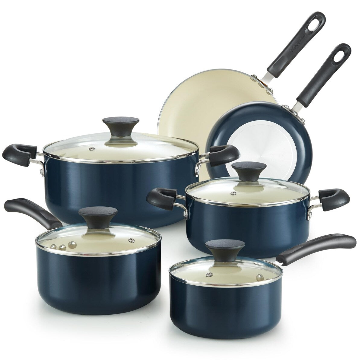 Ensemble de casseroles et poêles antiadhésives, batterie de cuisine en céramique 10 pièces, ensemble de cuisson antiadhésif avec casseroles