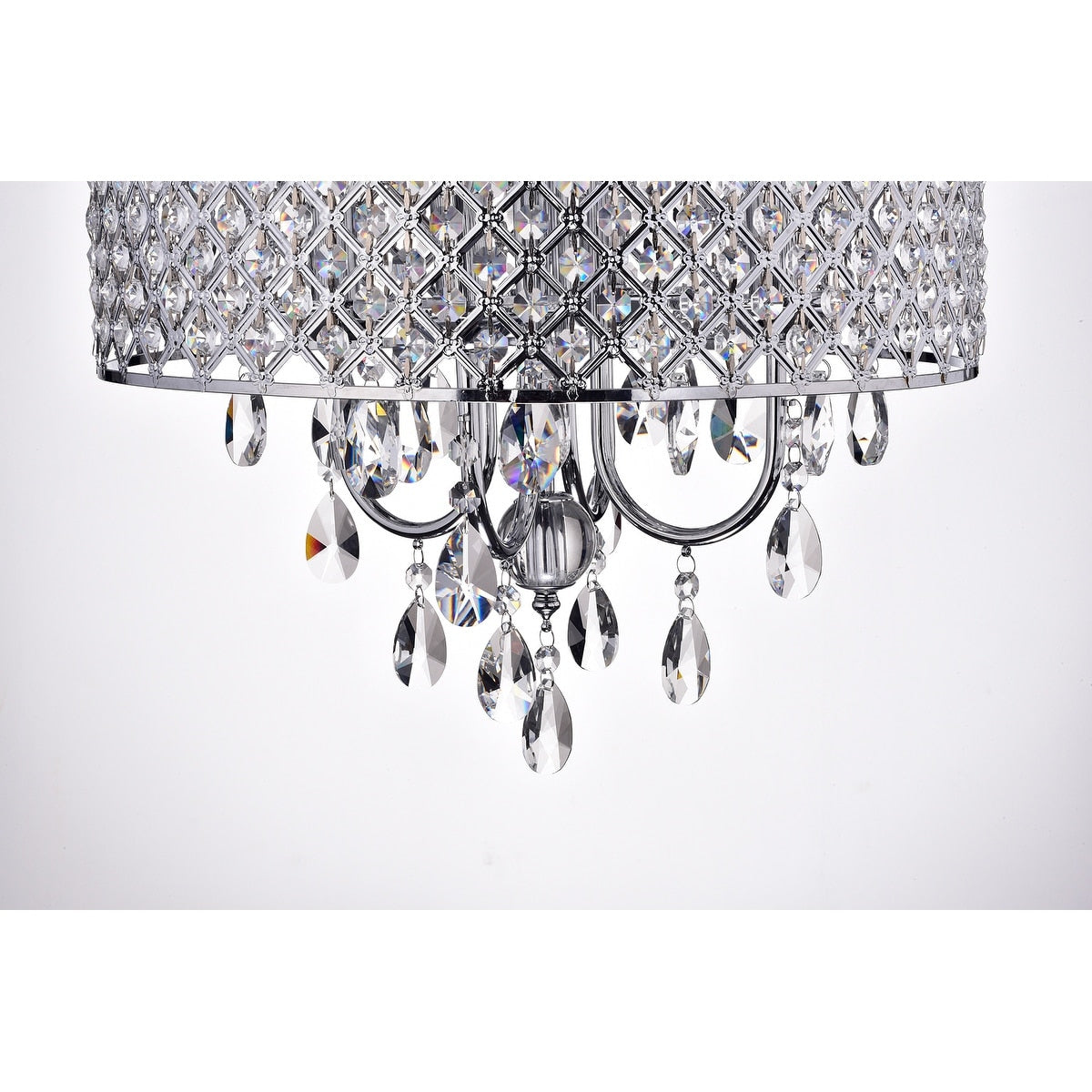 Lustre tambour à perles rondes avec cristaux suspendus