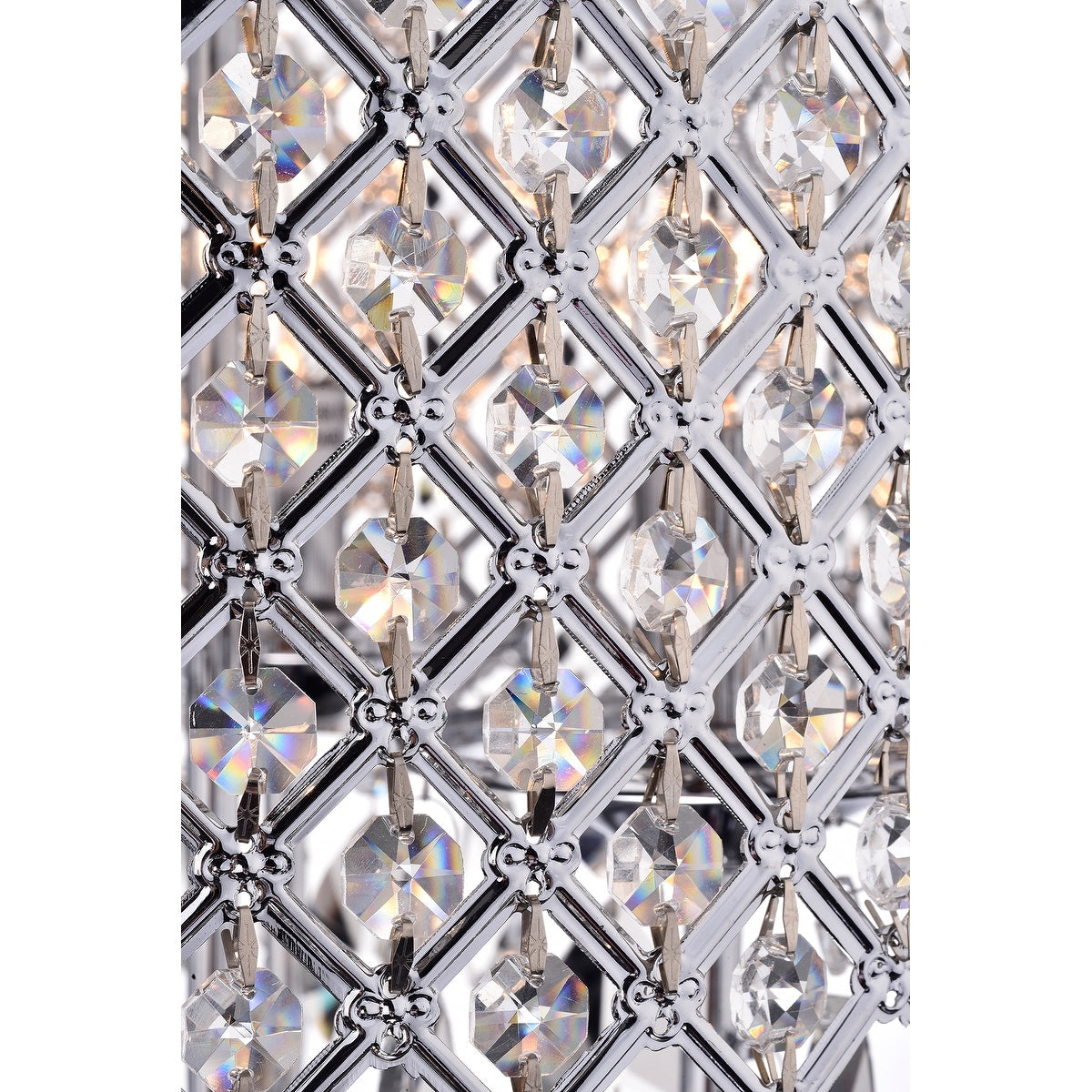 Lustre tambour à perles rondes avec cristaux suspendus