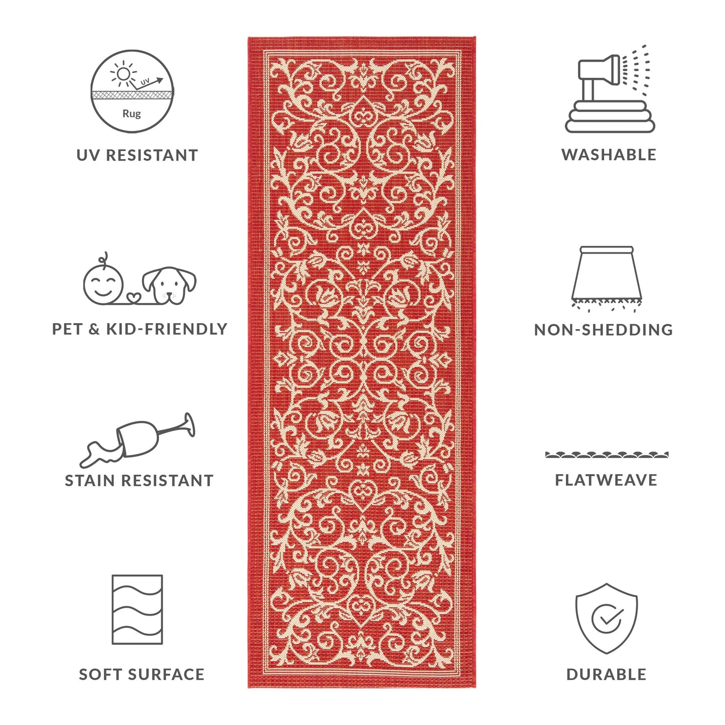 SAFAVIEH Courtyard Miljeta Indoor/ Outdoor Waterproof Patio Backyard Rug