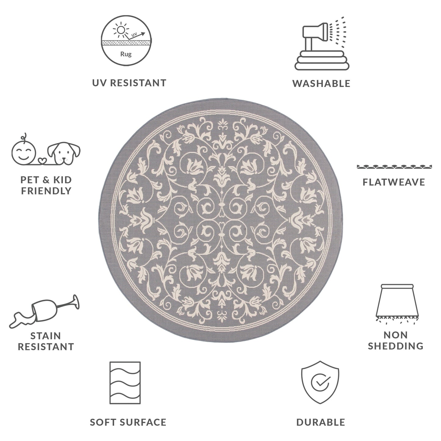 SAFAVIEH Courtyard Miljeta Indoor/ Outdoor Waterproof Patio Backyard Rug