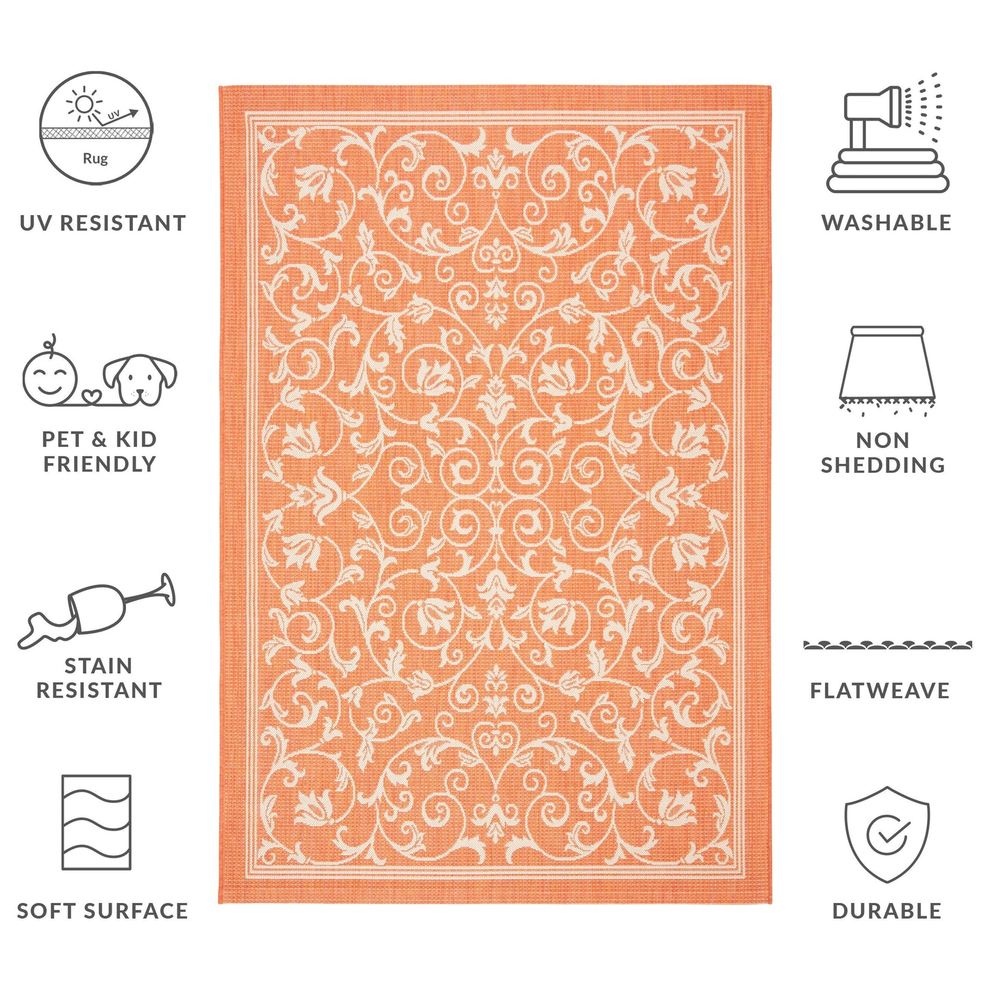 SAFAVIEH Courtyard Miljeta Indoor/ Outdoor Waterproof Patio Backyard Rug