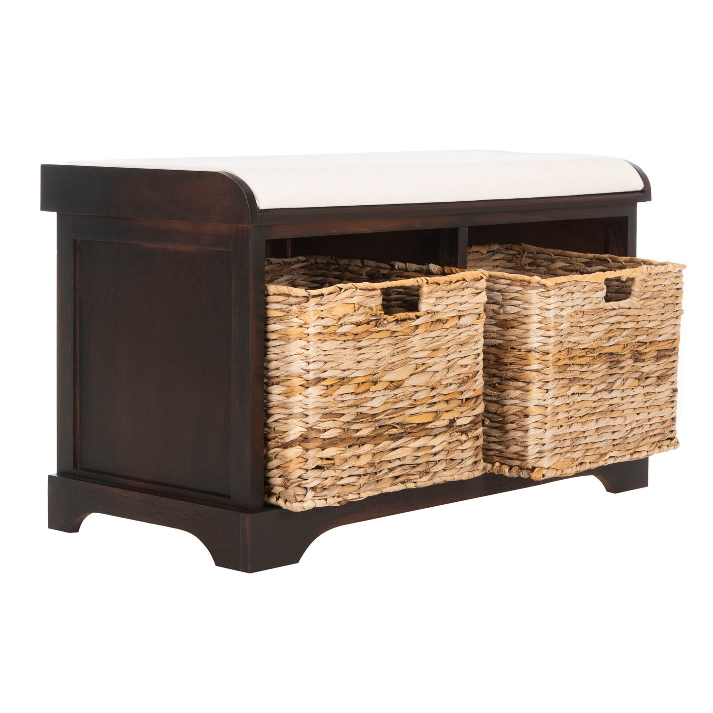 Banc de rangement tressé marron Euphemia de SAFAVIEH - 33,5 x 16,1 x 19,9 - 34 L x 16 P x 20 H