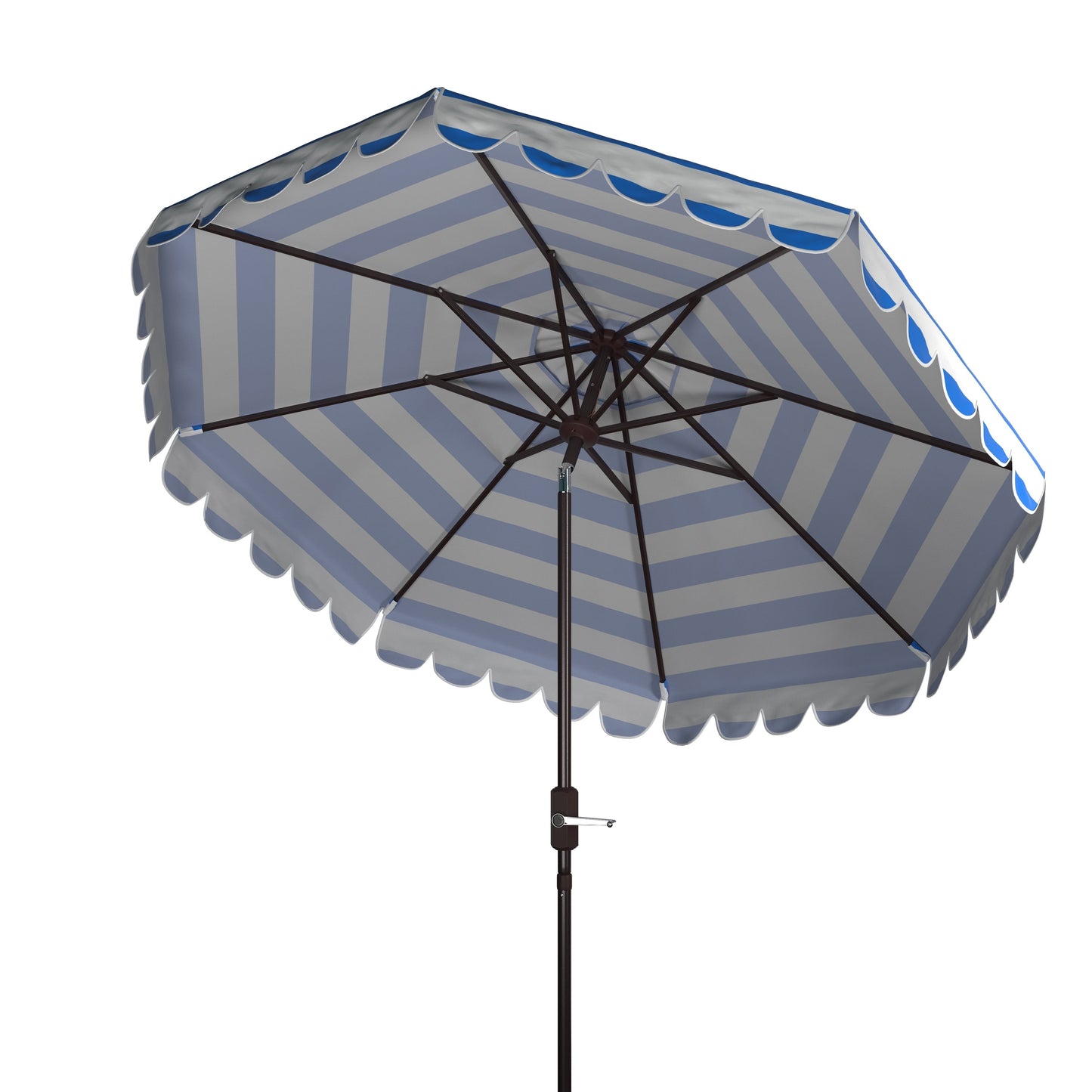 Parapluie à manivelle rayé SAFAVIEH Nargiz de 2,7 m, à motif festonné