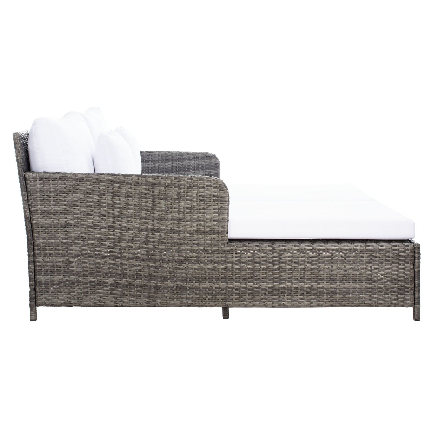 Lit de repos d'extérieur SAFAVIEH Taniyah en osier avec oreiller et coussins - 53 L x 28 P x 62 H