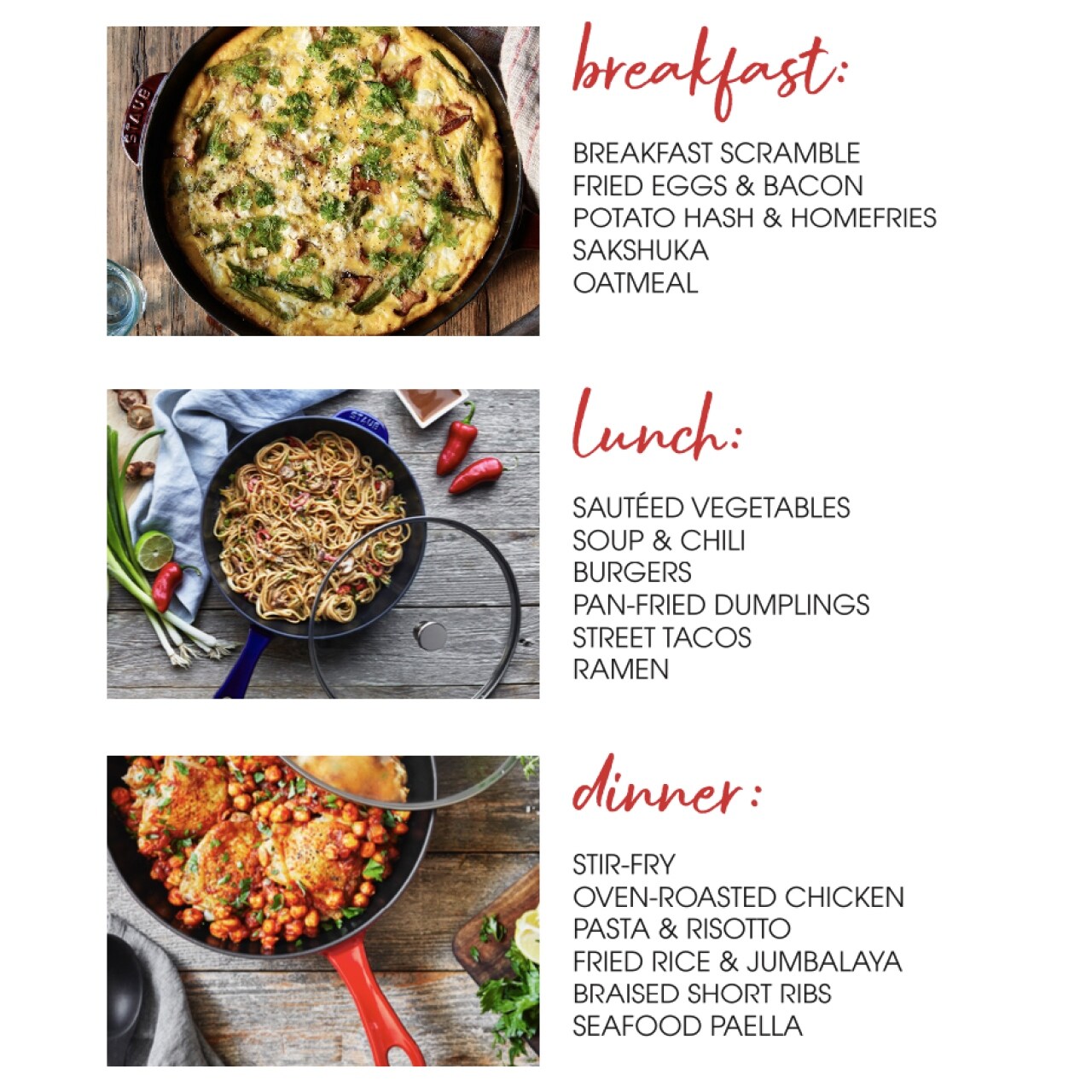 Poêle quotidienne en fonte STAUB de 2,9 pintes avec couvercle en verre