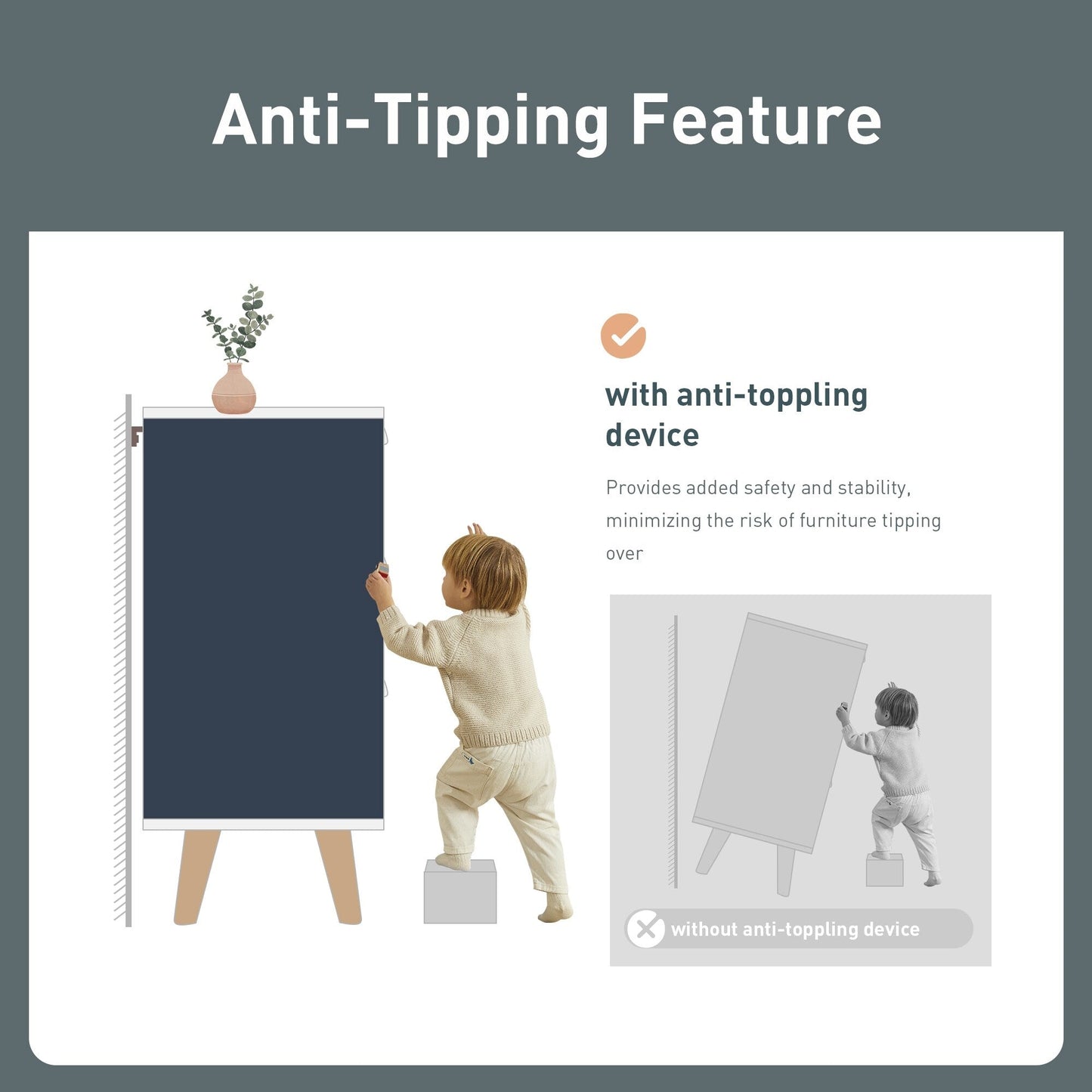 Desserte de cuisine Sophia & William avec abattant et plateau en bois d'hévéa, desserte de cuisine roulante avec grand meuble de rangement