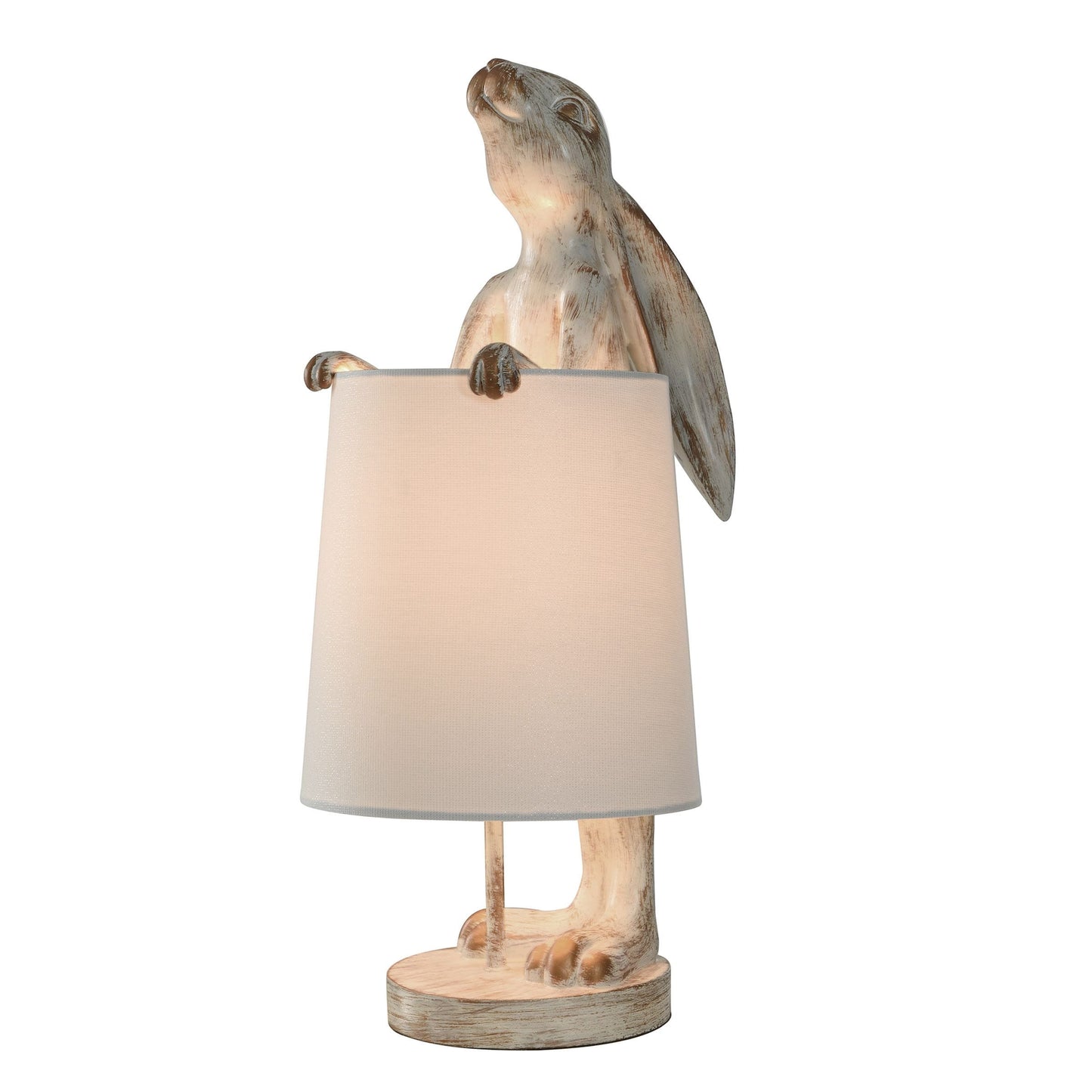 Lampe de bureau StyleCraft Malta en cuivre blanc délavé avec motif lapin