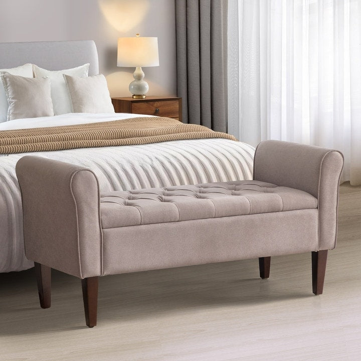 Banc de rangement rembourré, banc d'entrée avec dessus rabattable touffeté, 50,4 pouces